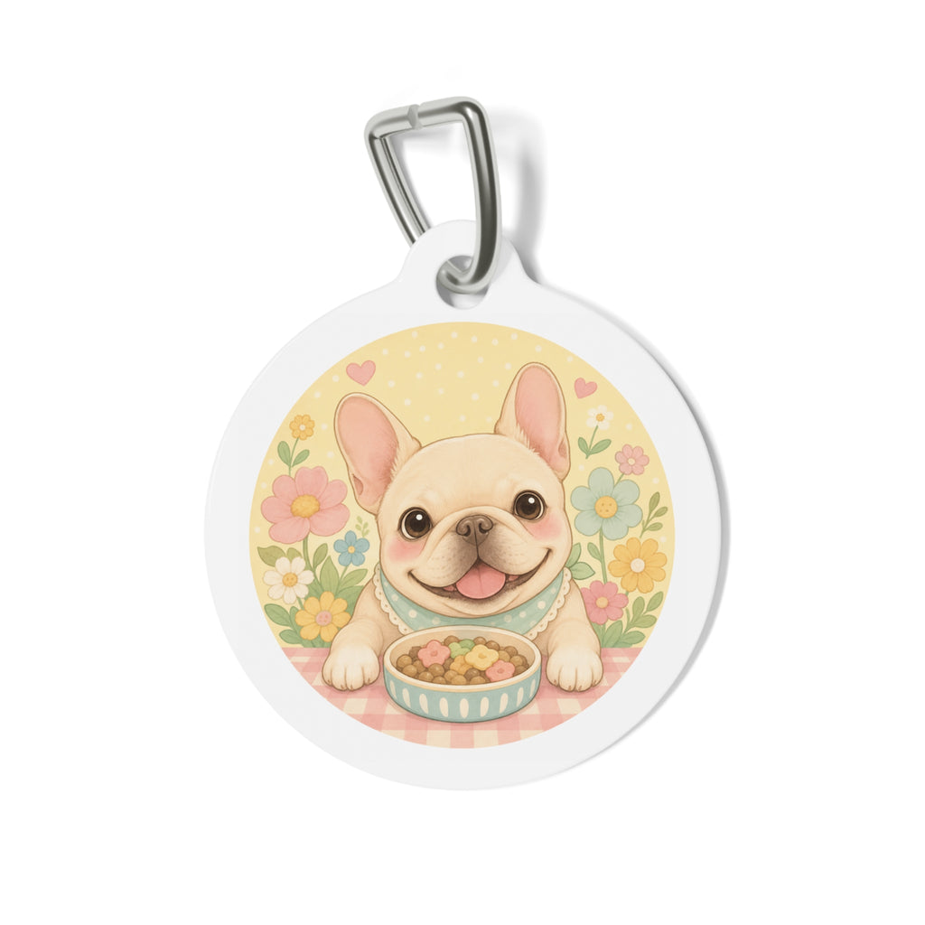 French Bulldog Charming Floral Personalized Dog ID Tag