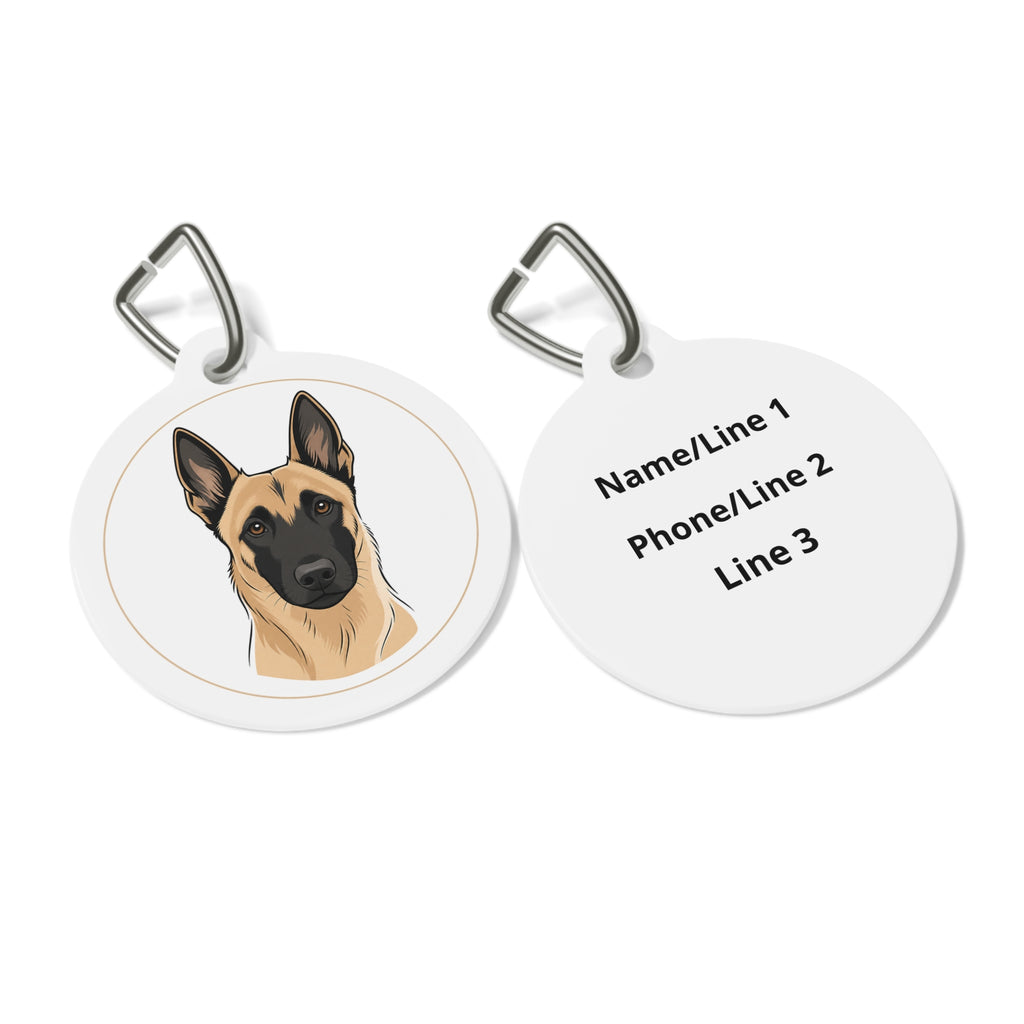 Belgian Malinois Minimal Portrait Personalized Dog ID Tag