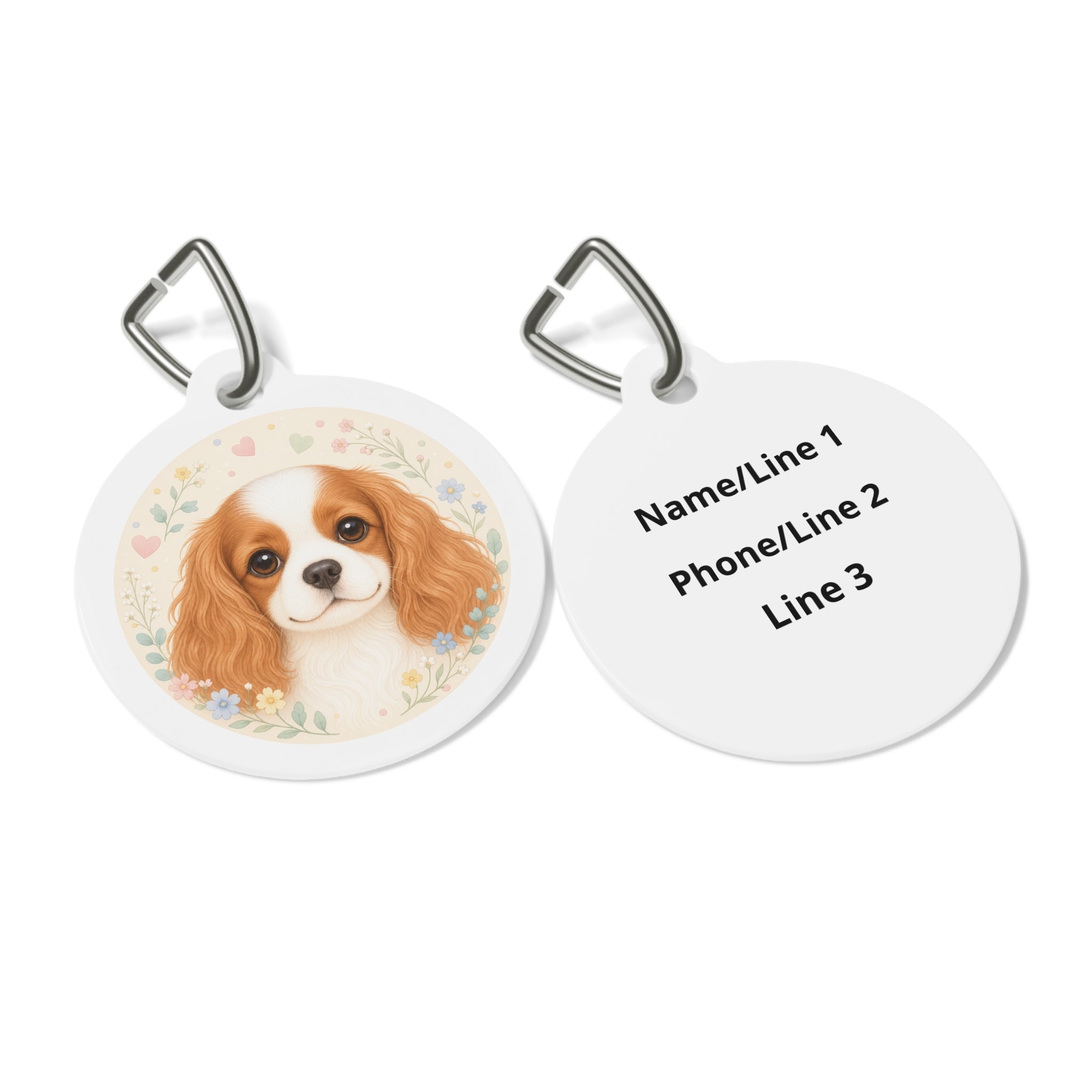 Cavalier King Charles Spaniel Bright Playful Portrait Personalized Dog ID Tag