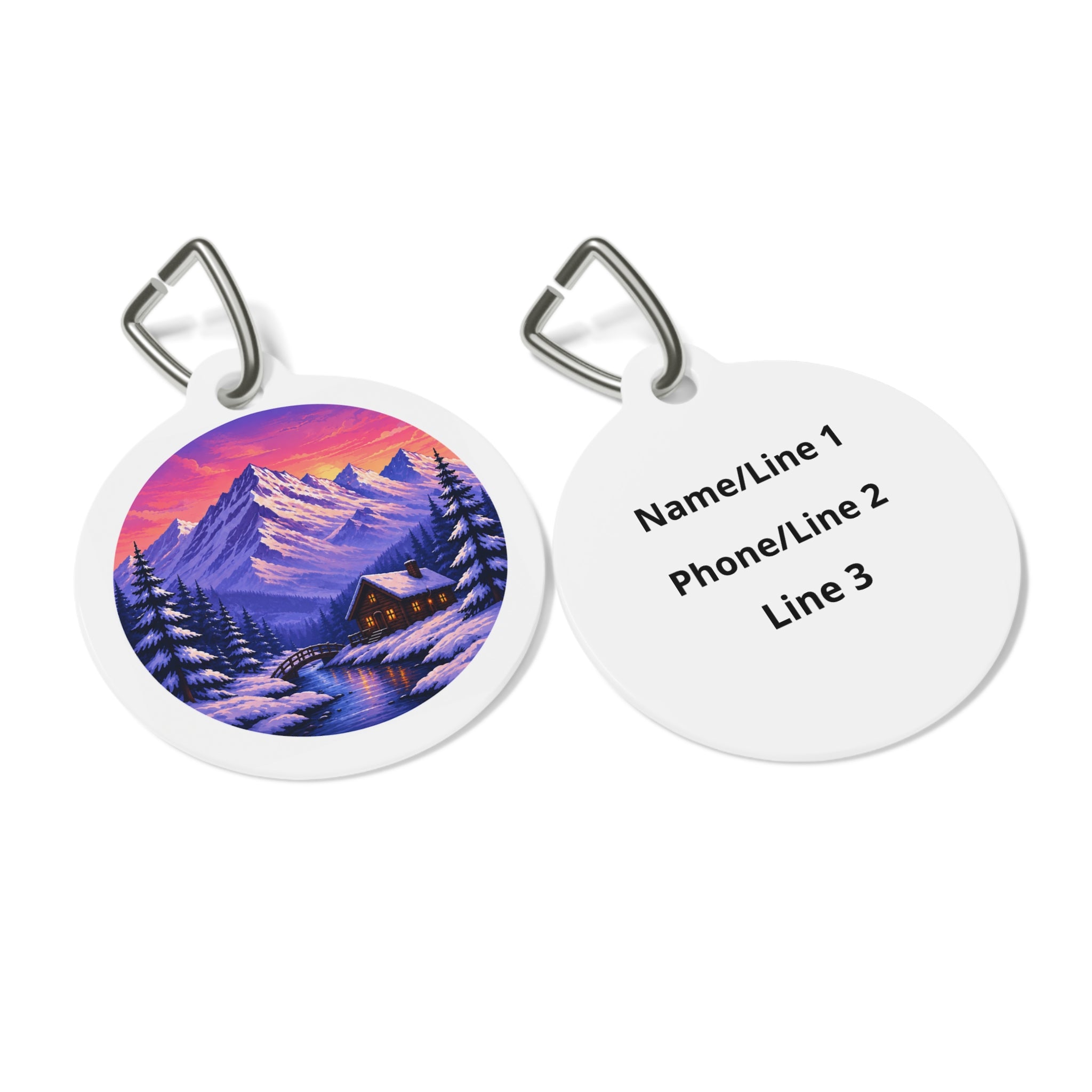 Alpine Cabin Scenic Outdoor Adventure Personalized Dog ID Tag