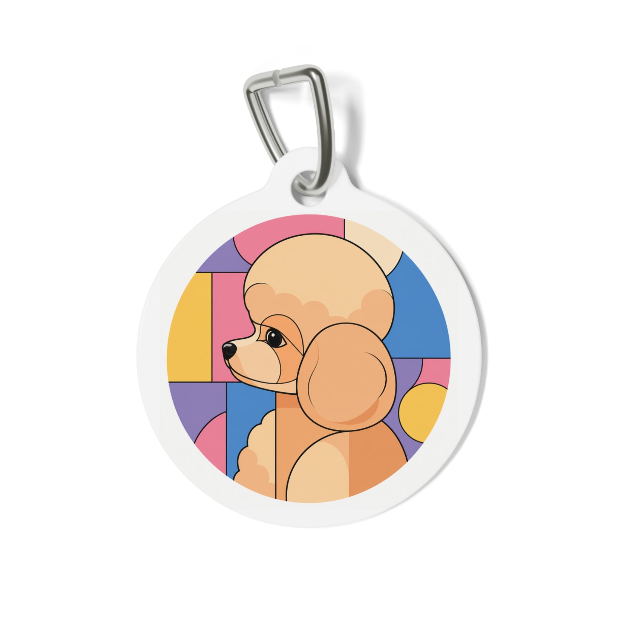 Toy Poodle Geometric Mosaic Profile Personalized Dog ID Tag