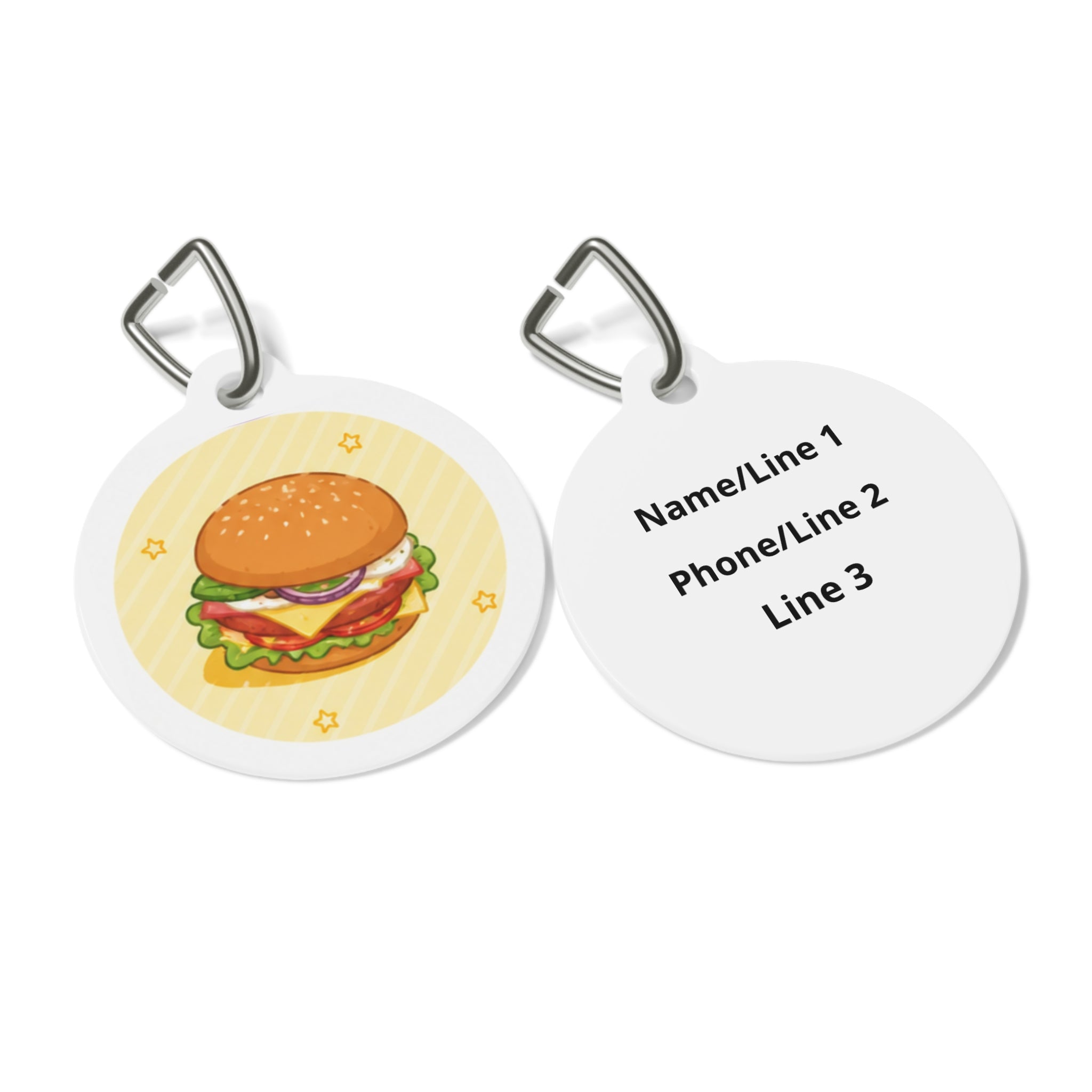 Classic Burger Whimsical Foodie Art Personalized Dog ID Tag