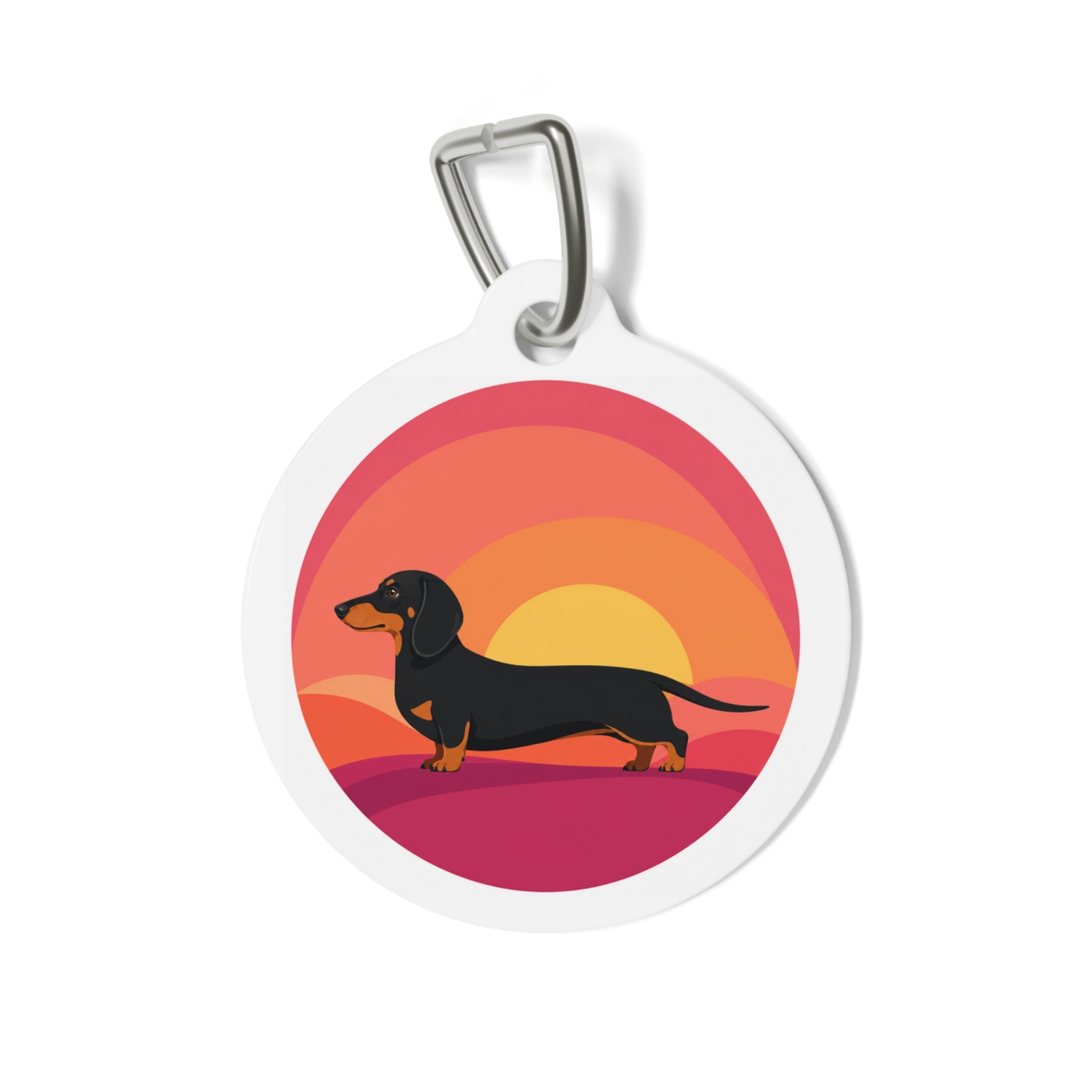 Dachshund Retro Sunset Personalized Dog ID Tag