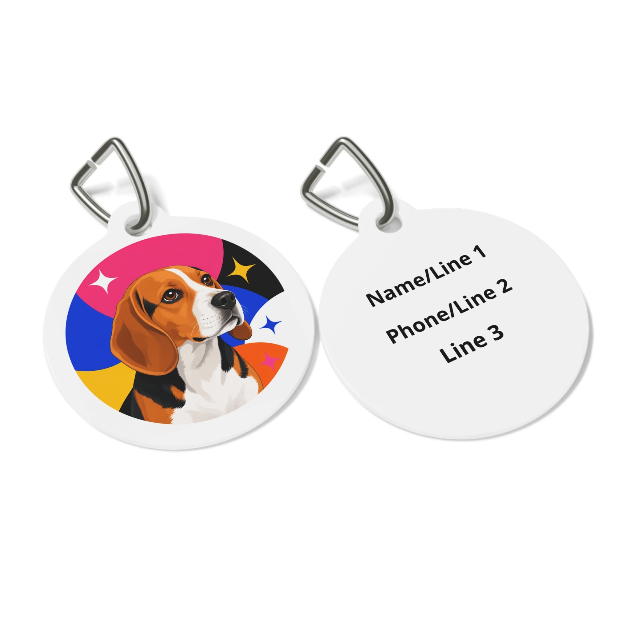 Beagle Pop Art Stars Personalized Dog ID Tag