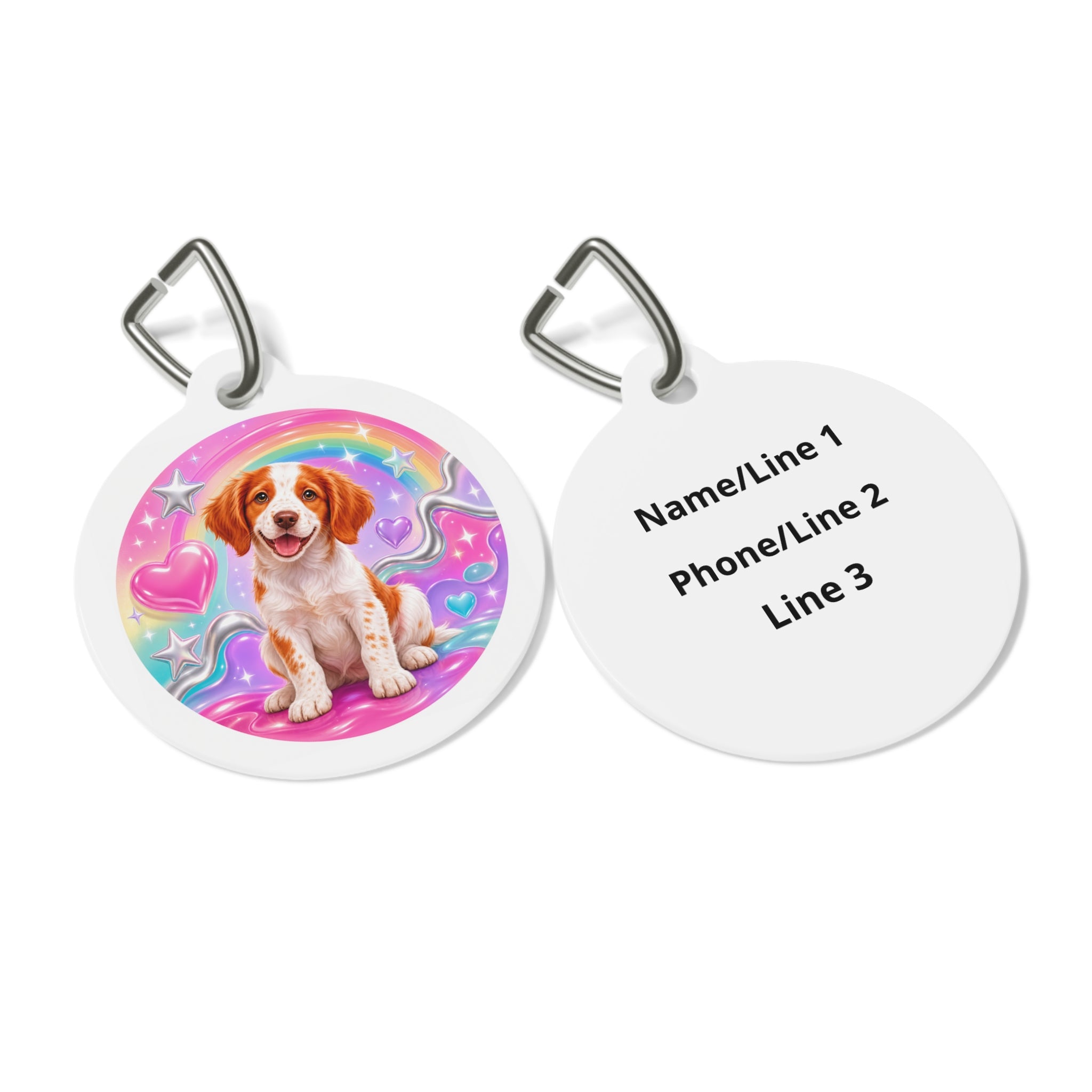 Brittany Rainbow Dream Personalized Dog ID Tag