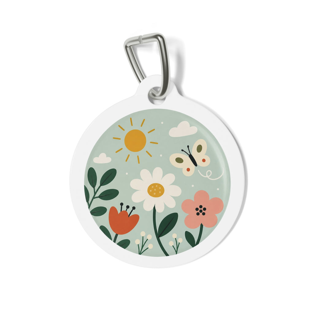 Clover Butterfly Meadow Wildflower Dog ID Tag