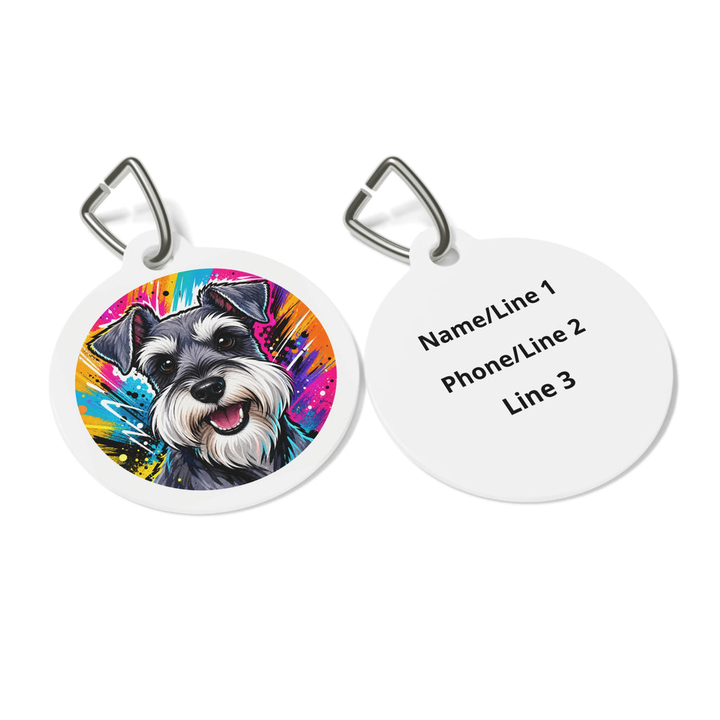 Miniature Schnauzer Joyful Pop Art Personalized Dog ID Tag