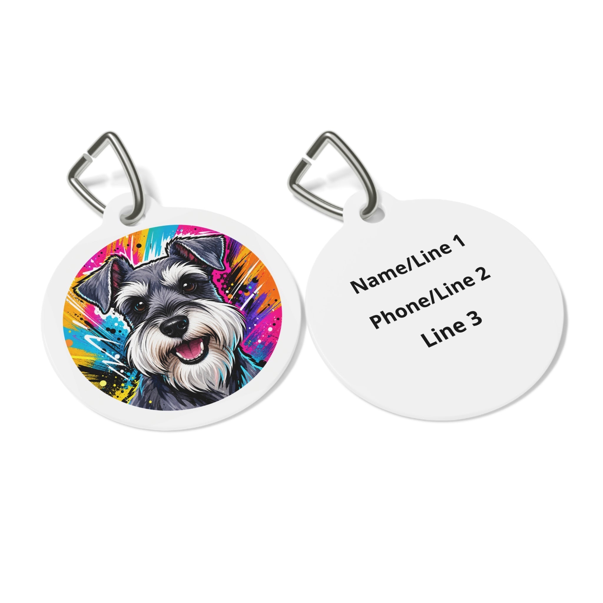 Miniature Schnauzer Joyful Pop Art Personalized Dog ID Tag