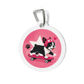 Skater Frenchie Energetic Sports Illustration Personalized Dog ID Tag