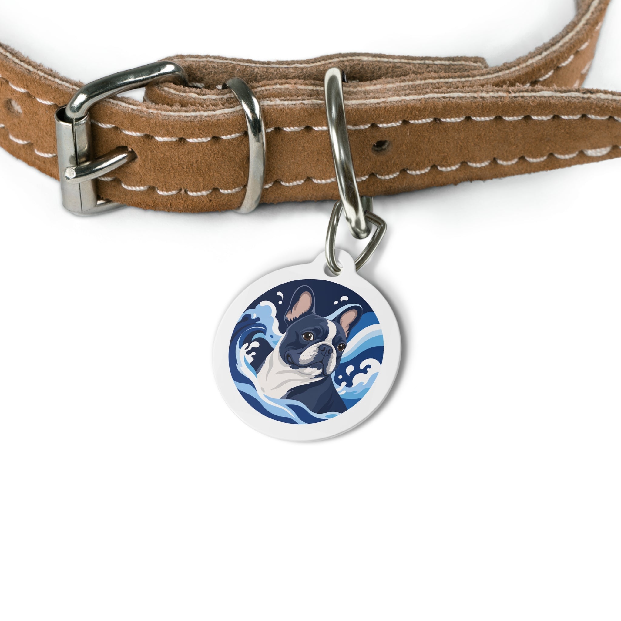 French Bulldog Blue Wave Personalized Dog ID Tag