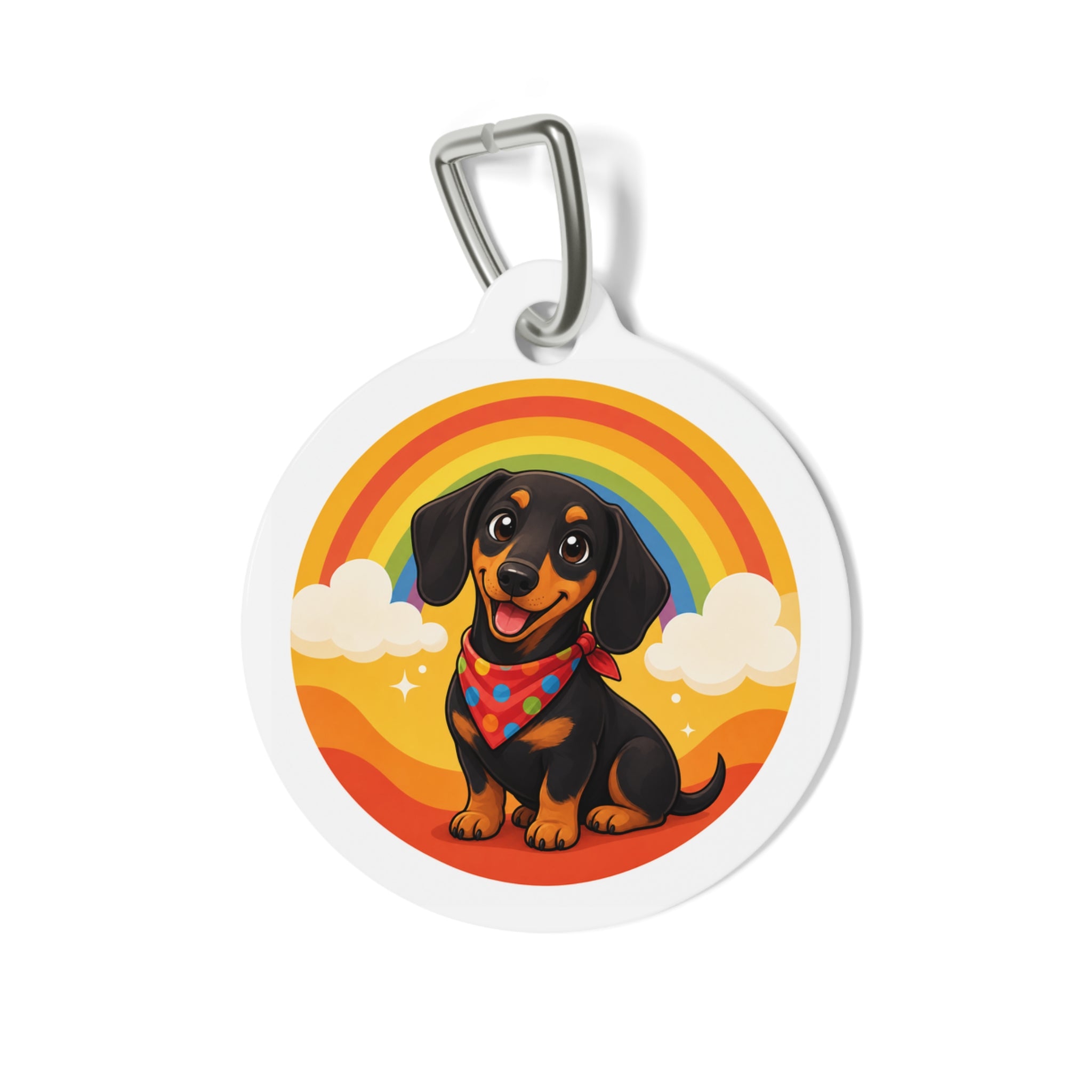 Dachshund Joyful Rainbow Personalized Dog ID Tag