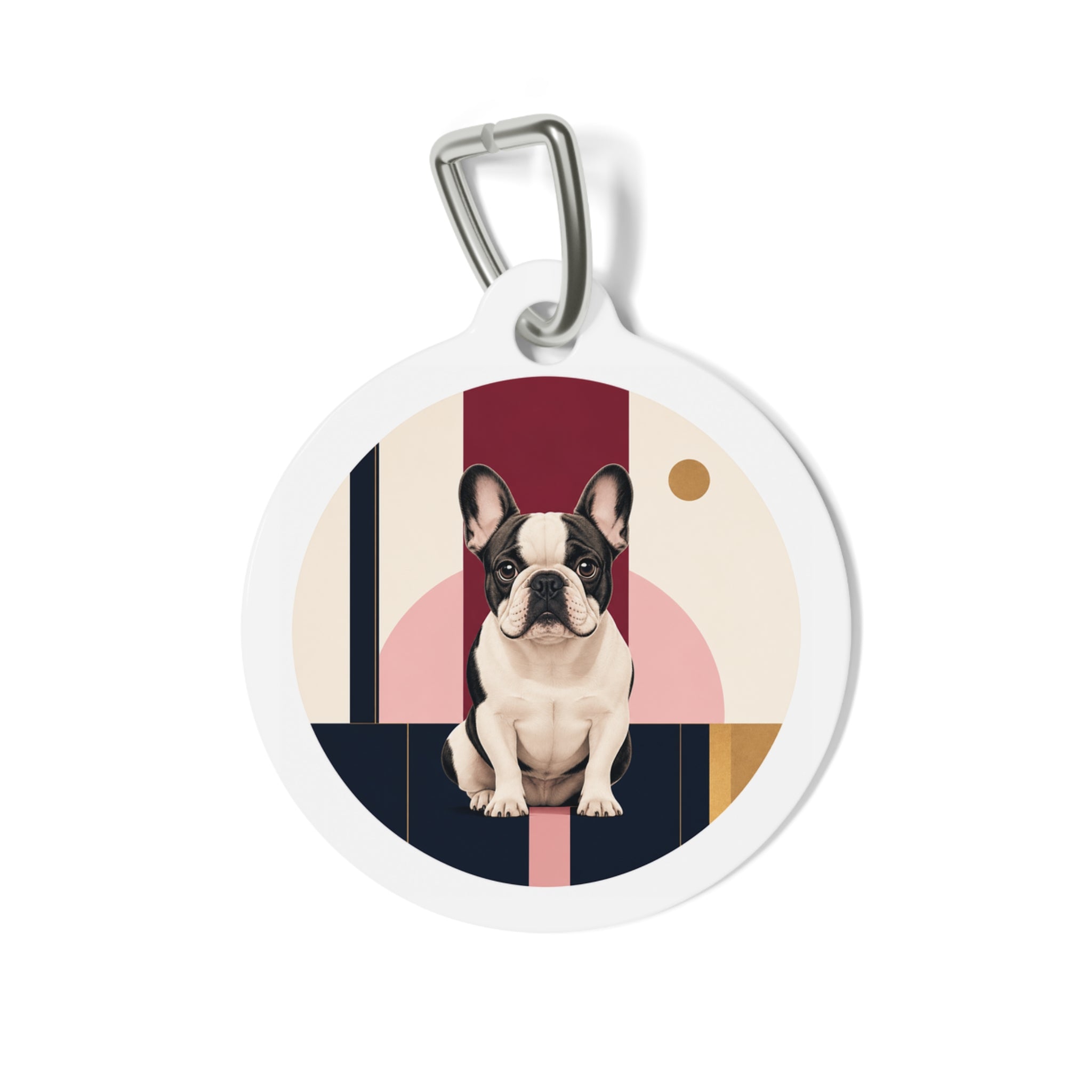 French Bulldog Joyful Modern Geometric Personalized Dog ID Tag