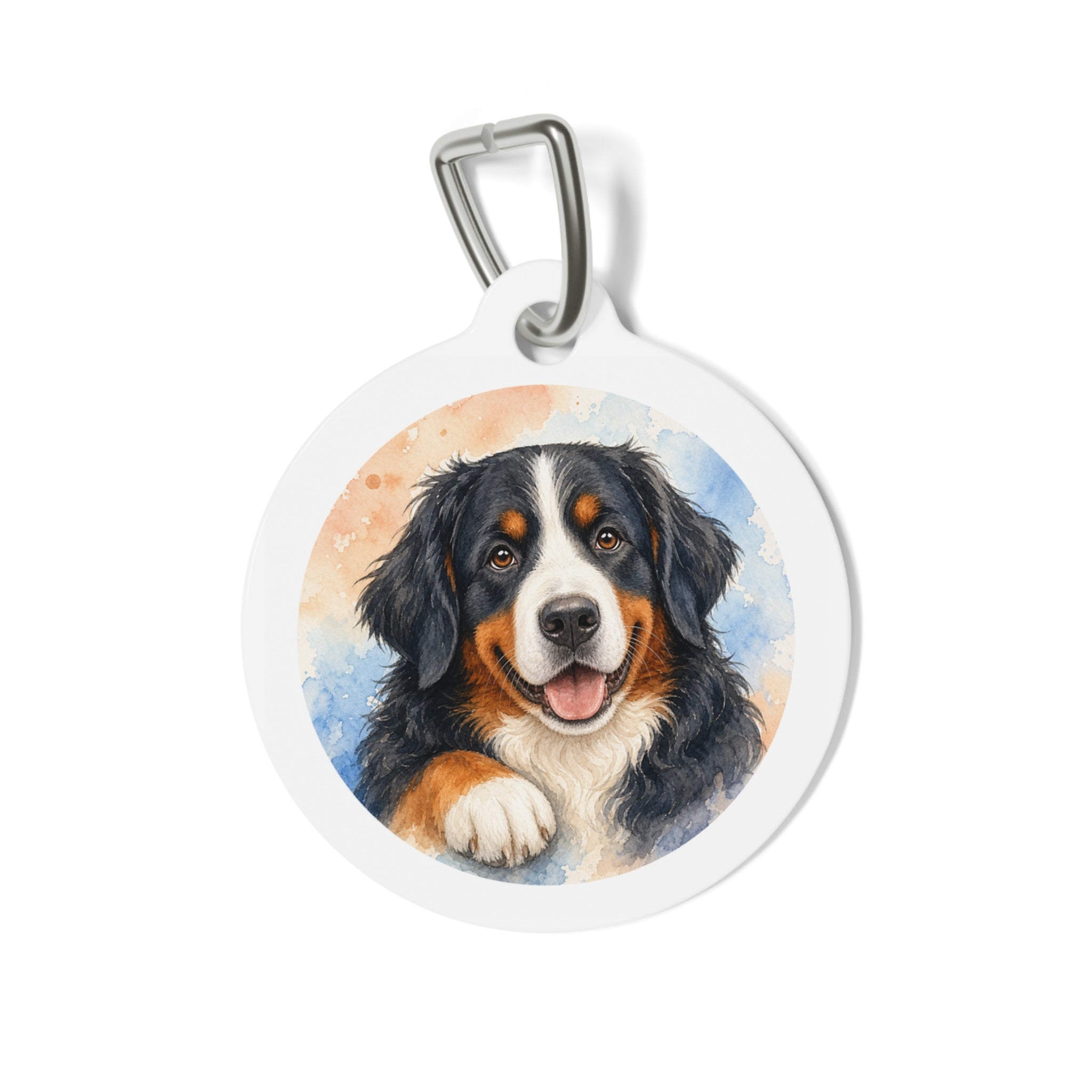 Bernese Mountain Dog Whimsical Bloom Portrait Personalized Dog ID Tag