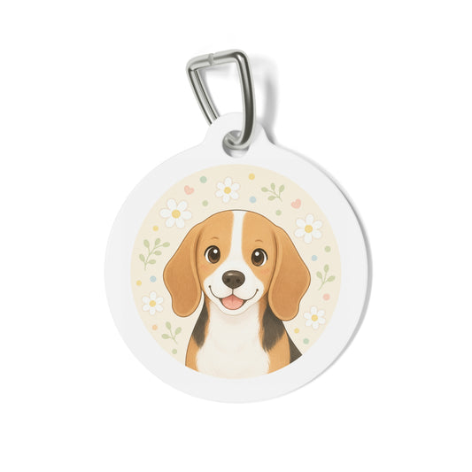 Beagle Pastel Confetti Personalized Dog ID Tag