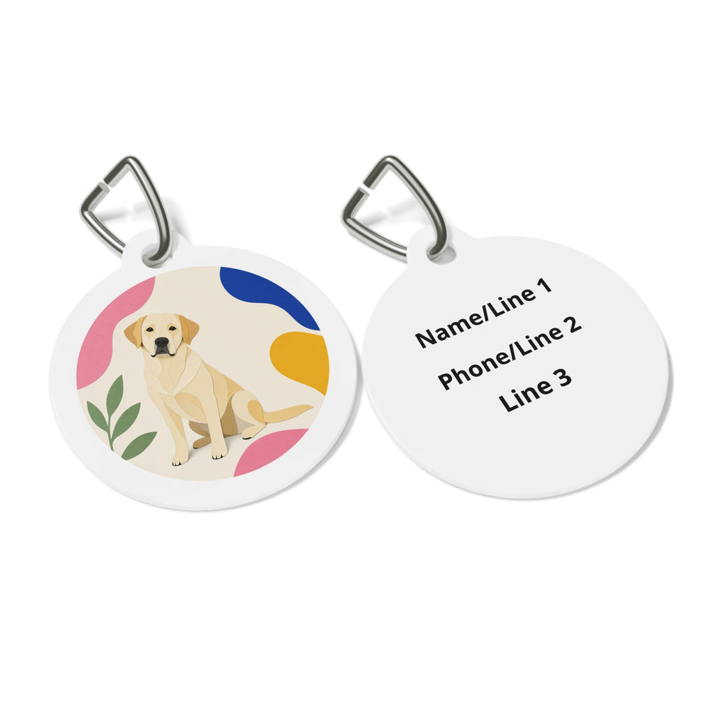 Etiqueta de identificación de perro personalizada de Labrador Retriever Soft Shapes Puppy