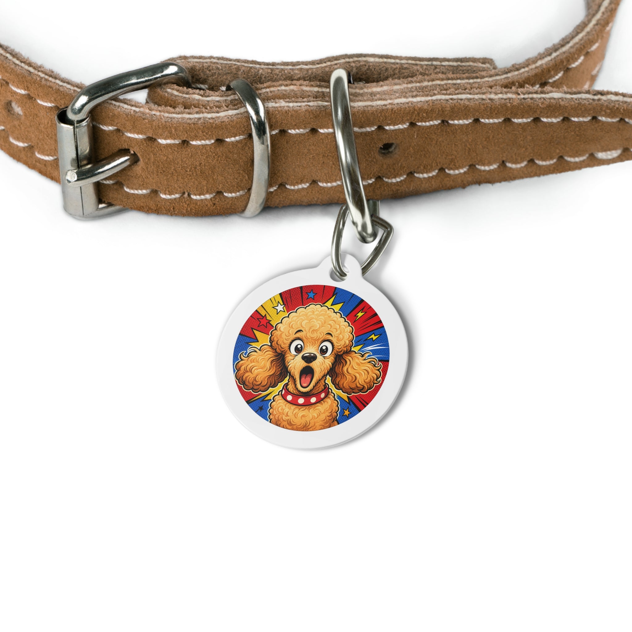 Poodle Comic Wow Personalized Dog ID Tag