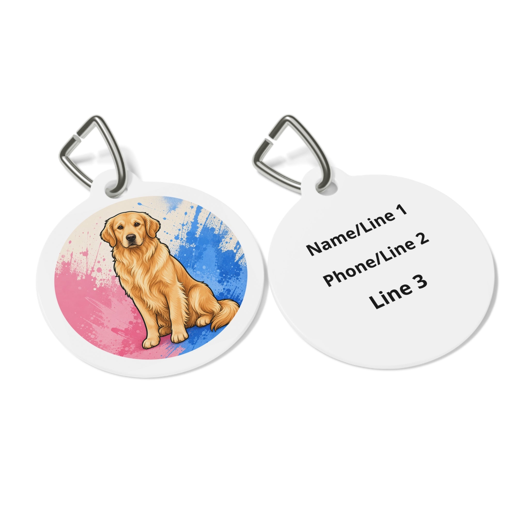 Golden Retriever Painterly Splash Personalized Dog ID Tag