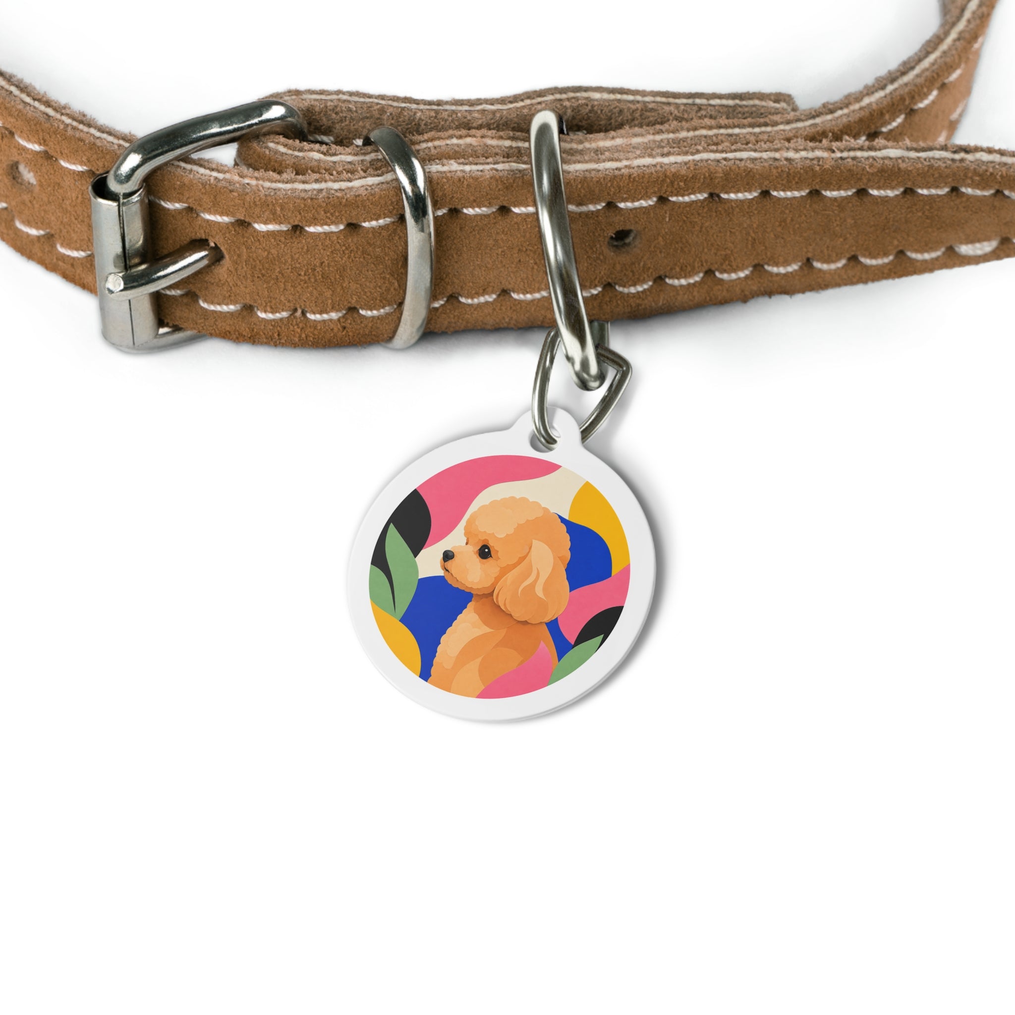 Toy Poodle Modern Botanical Apricot Personalized Dog ID Tag