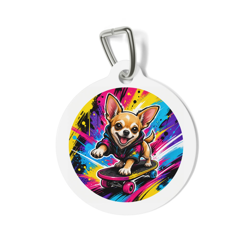 Chihuahua Skateboard Street Pop Personalized Dog ID Tag