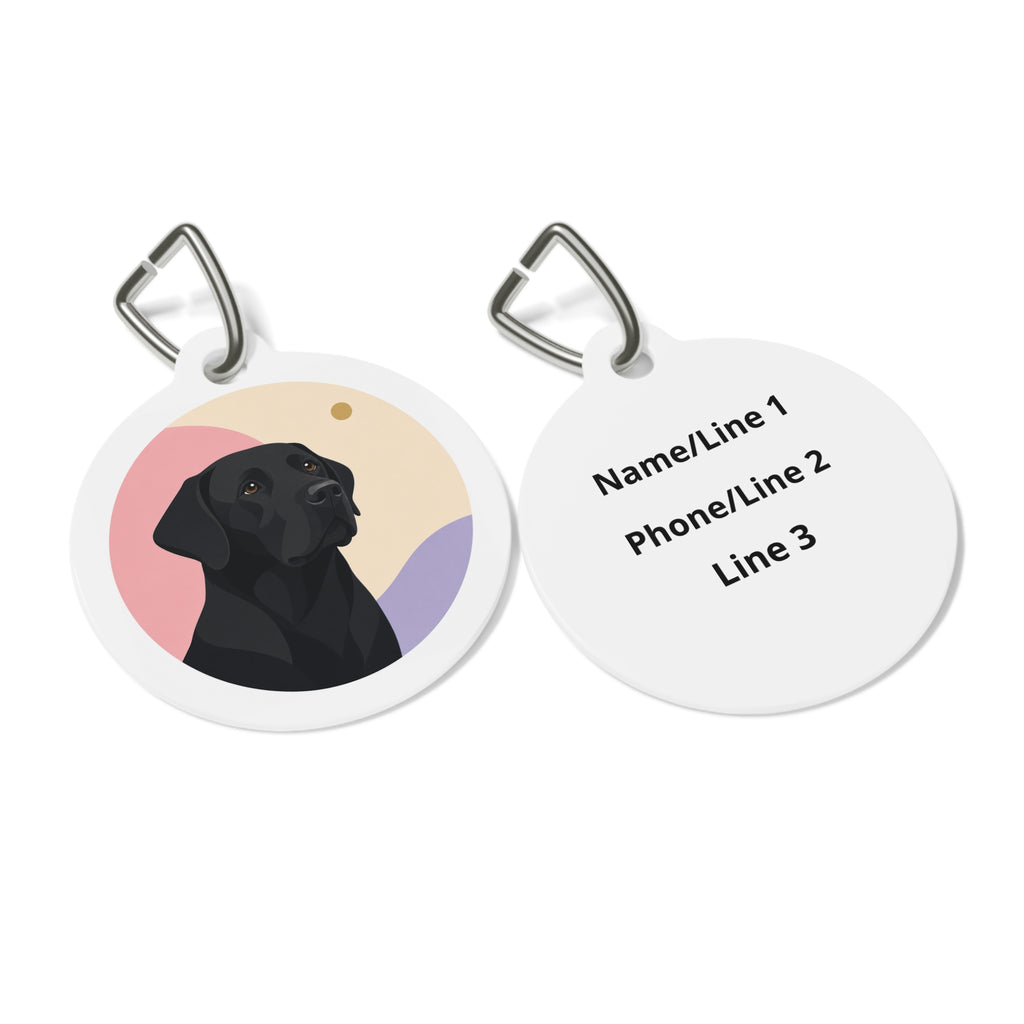 Labrador Retriever Pastel Profile Black Personalized Dog ID Tag