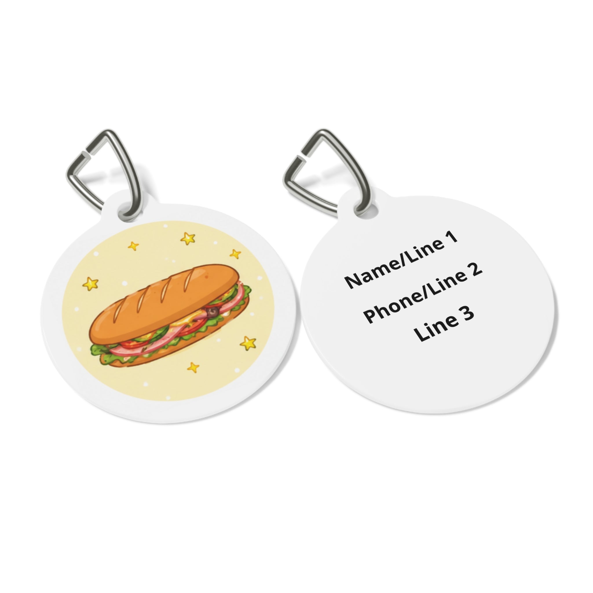 Deli Sub Whimsical Foodie Art Personalized Dog ID Tag