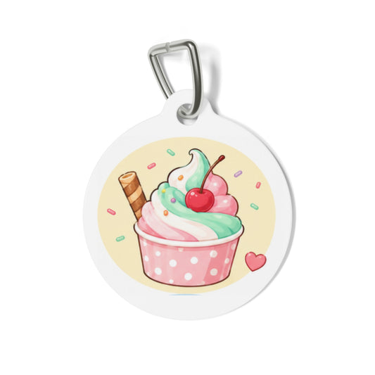 Cherry Sundae Whimsical Foodie Art Personalized Dog ID Tag
