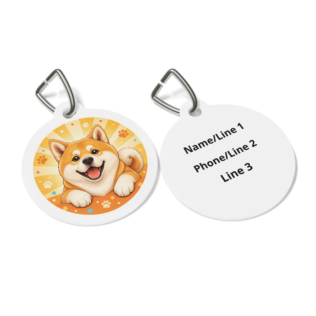 Akita Sunshine Pop Personalized Dog ID Tag