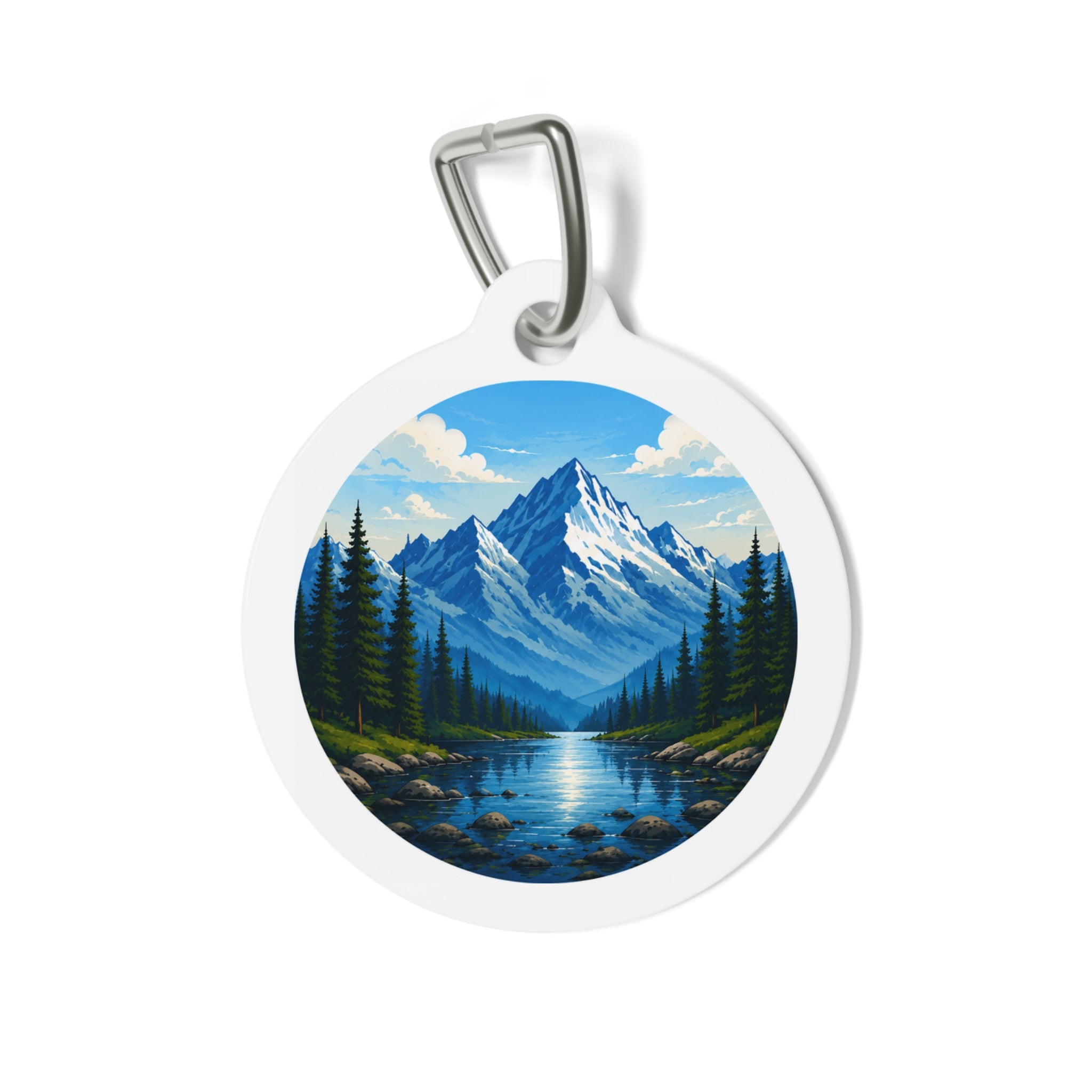 Mountain Lake Scenic Outdoor Adventure Personalized Dog ID Tag