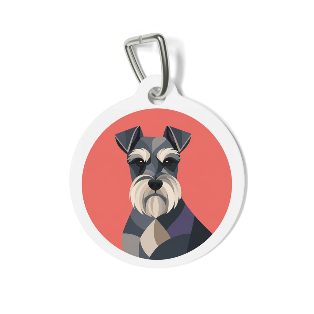 Miniature Schnauzer Joyful Playful Portrait Personalized Dog ID Tag