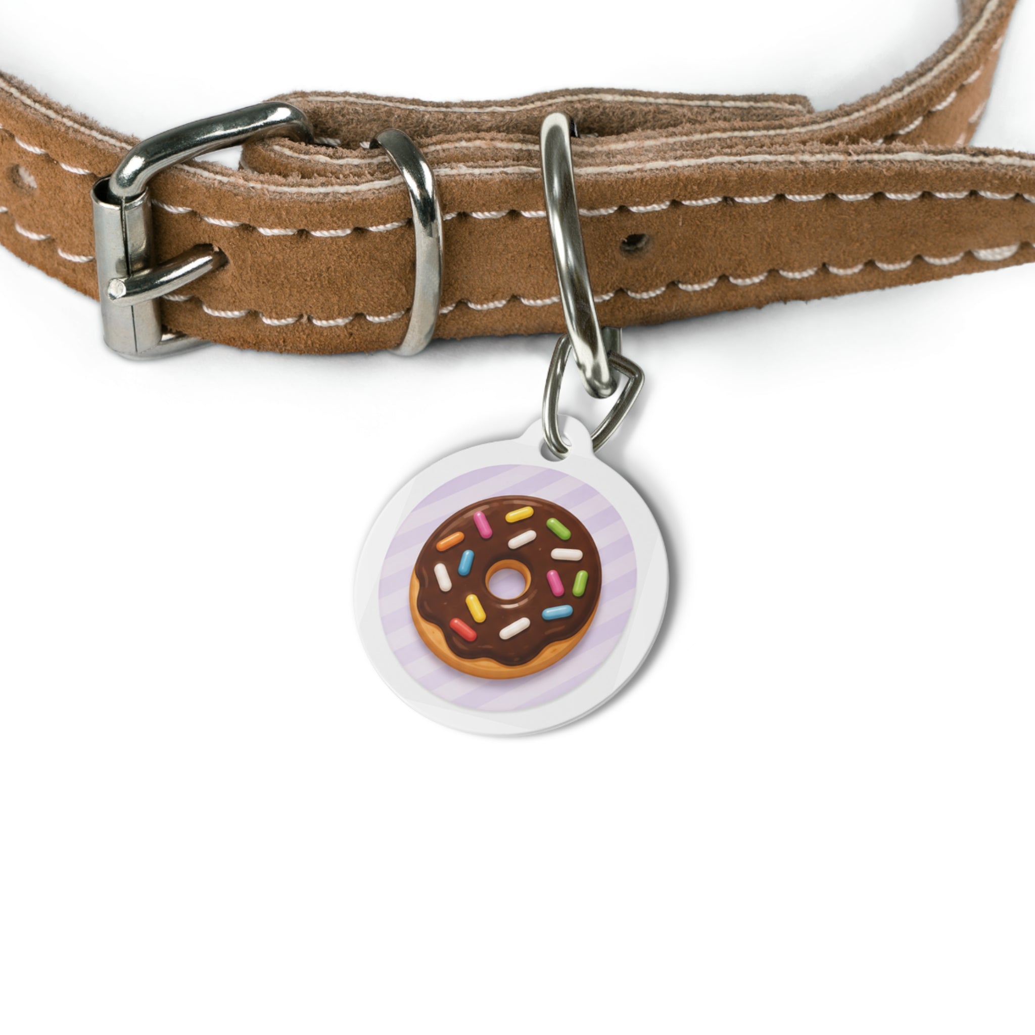 Rainbow Sprinkle Donut Whimsical Foodie Art Personalized Dog ID Tag