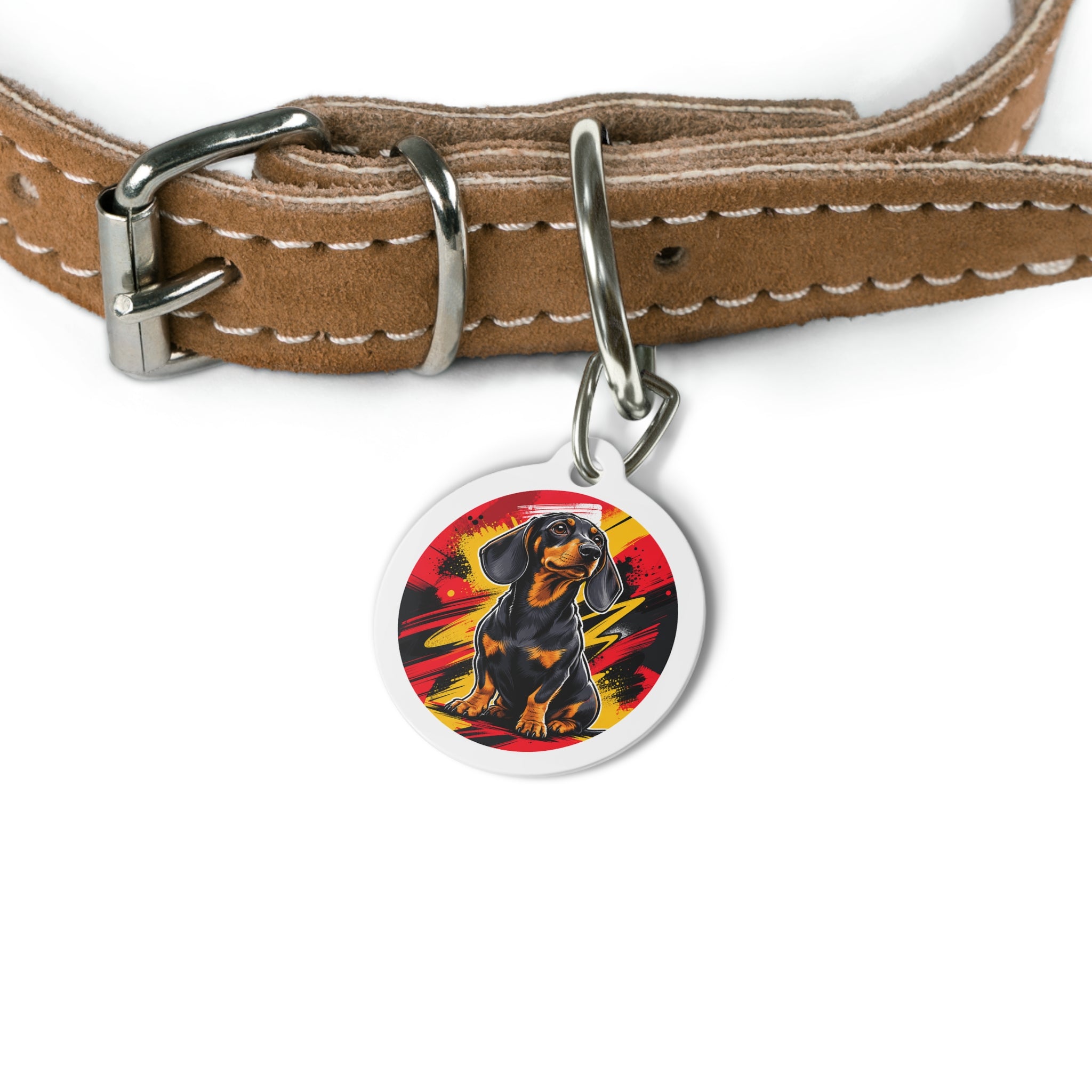 Dachshund Joyful Cute Portrait Personalized Dog ID Tag