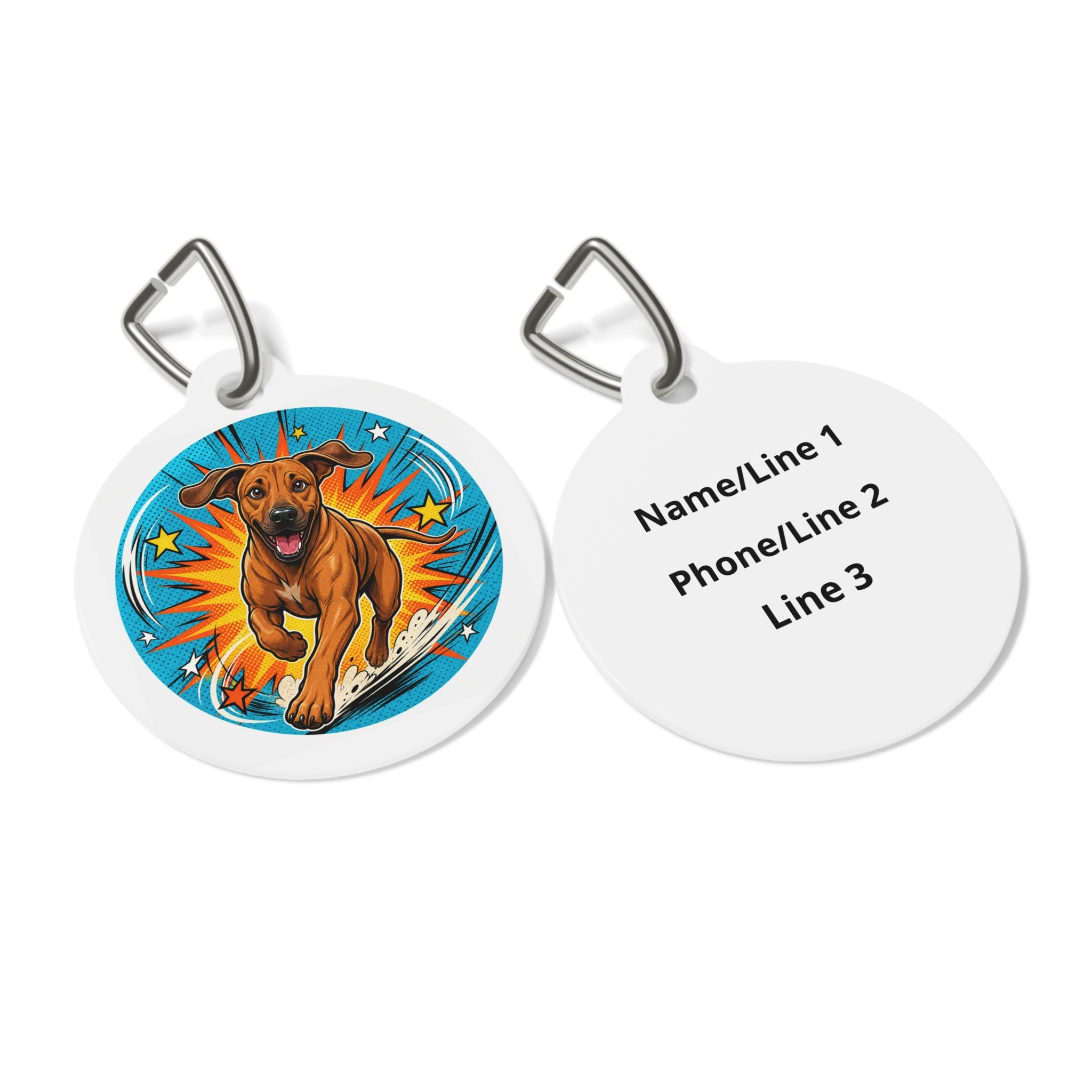 Rhodesian Ridgeback Superhero Runner Personalized Dog ID Tag