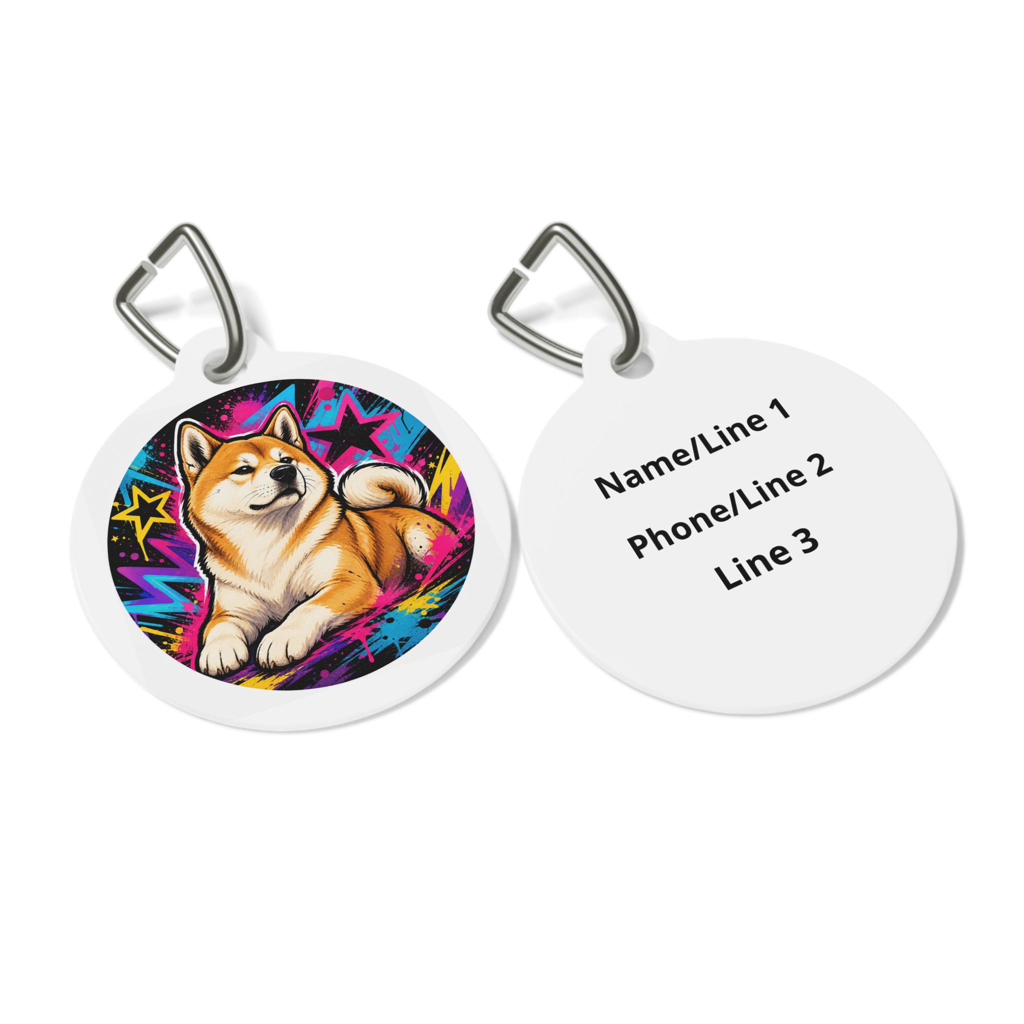 Akita Street Art Graffiti Personalized Dog ID Tag