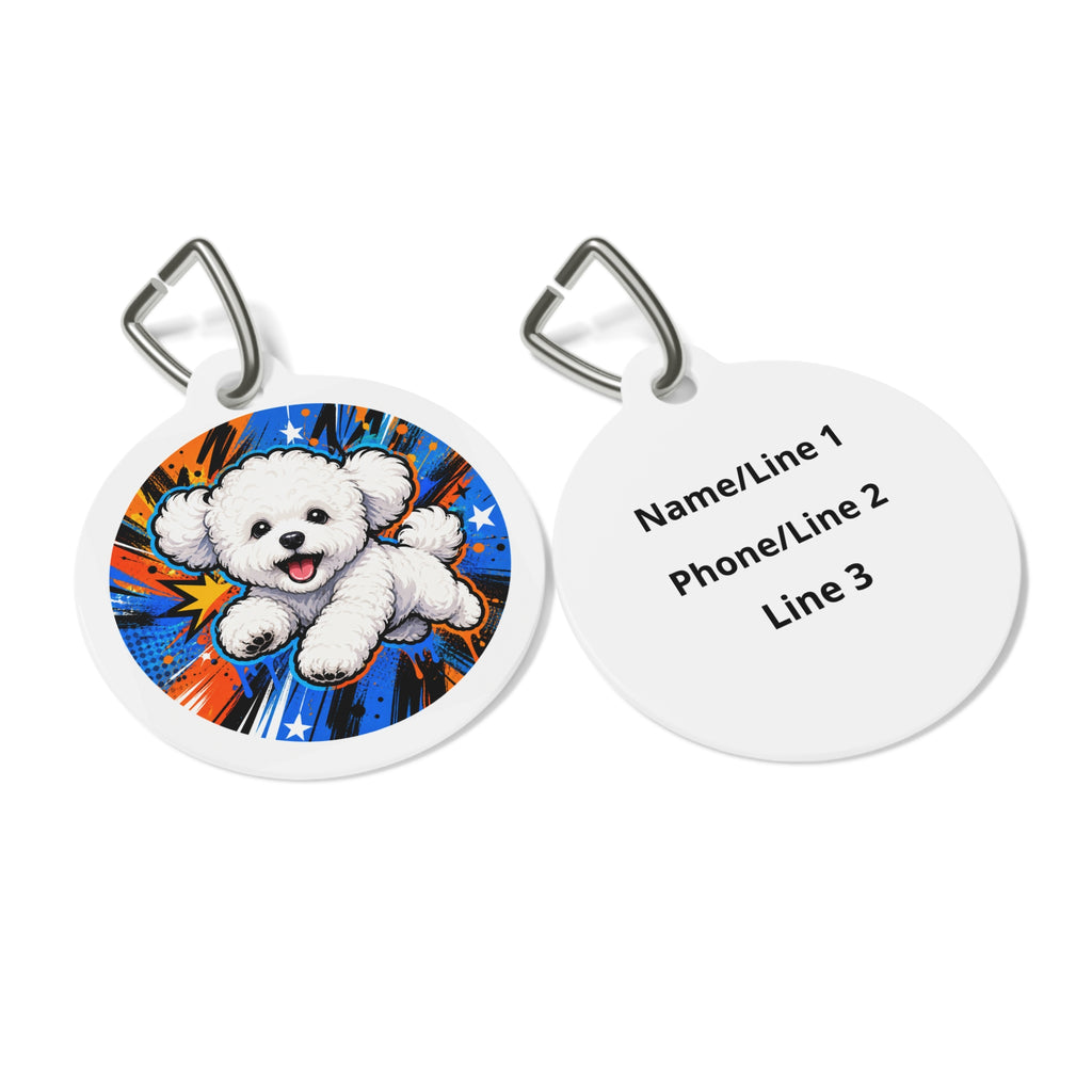 Bichon Frise Pop Art Personalized Dog ID Tag