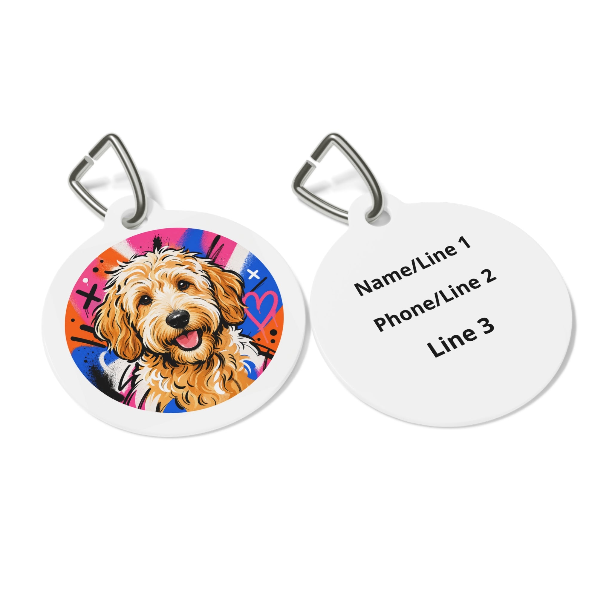 Goldendoodle Bright Color Burst Personalized Dog ID Tag