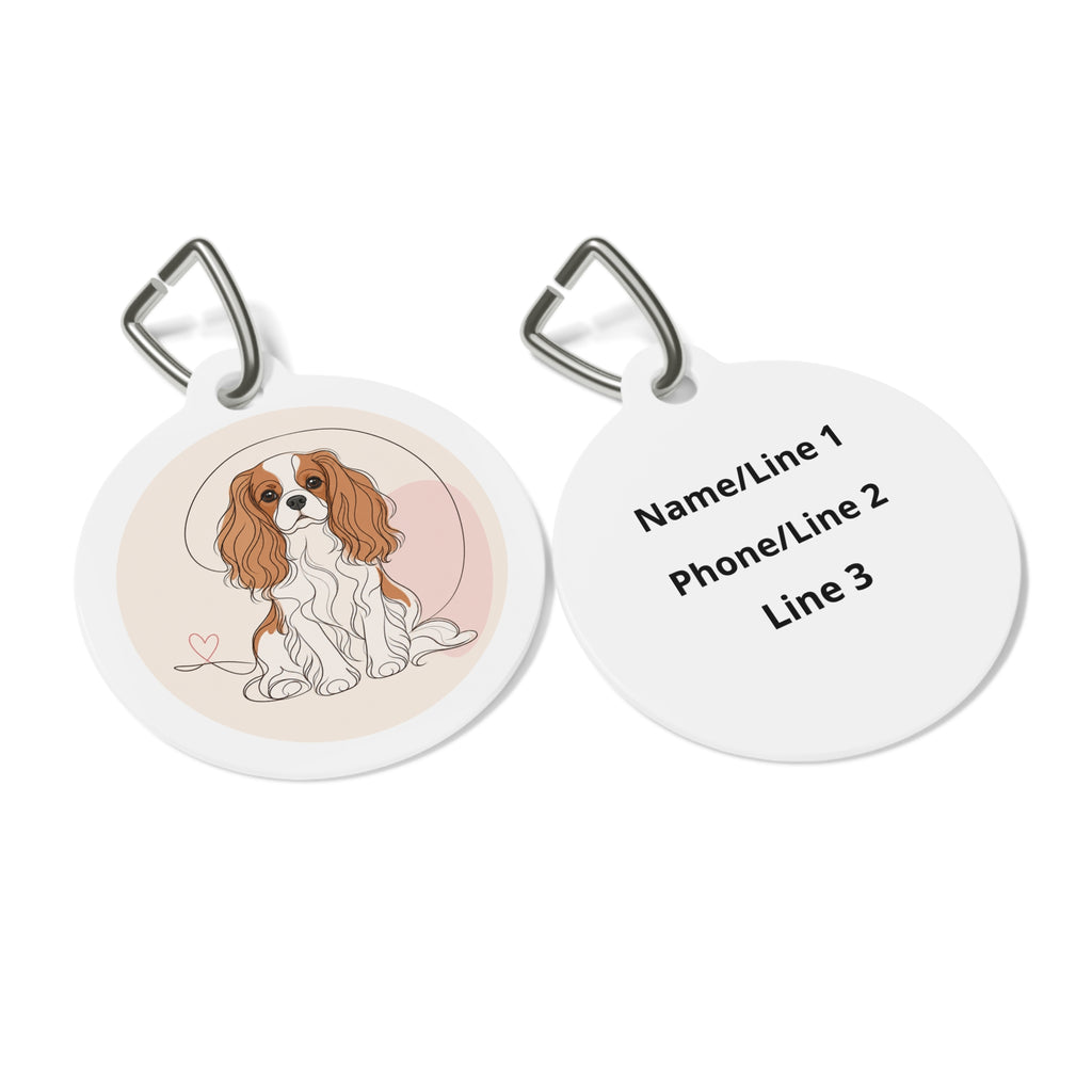 Cavalier King Charles Spaniel Minimal Line Art Personalized Dog ID Tag
