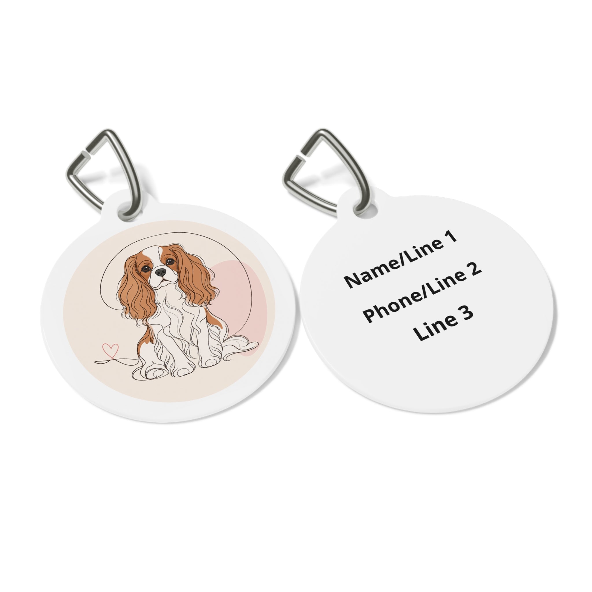 Cavalier King Charles Spaniel Minimal Line Art Personalized Dog ID Tag