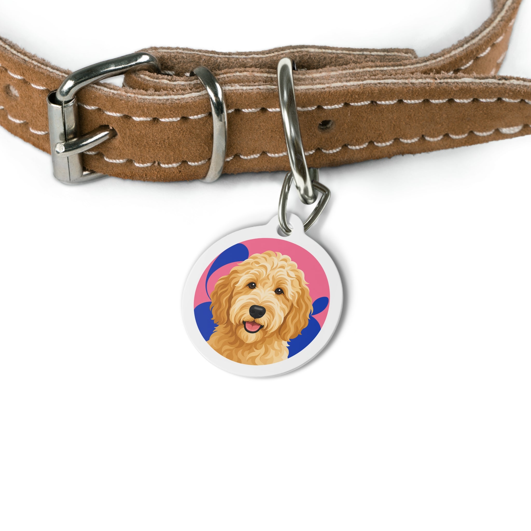 Goldendoodle Vivid Happy Portrait Personalized Dog ID Tag