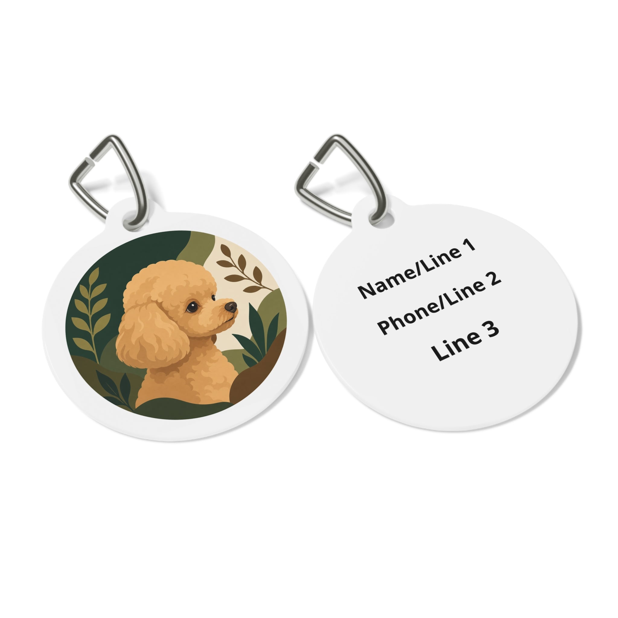 Toy Poodle Woodland Botanical Apricot Personalized Dog ID Tag