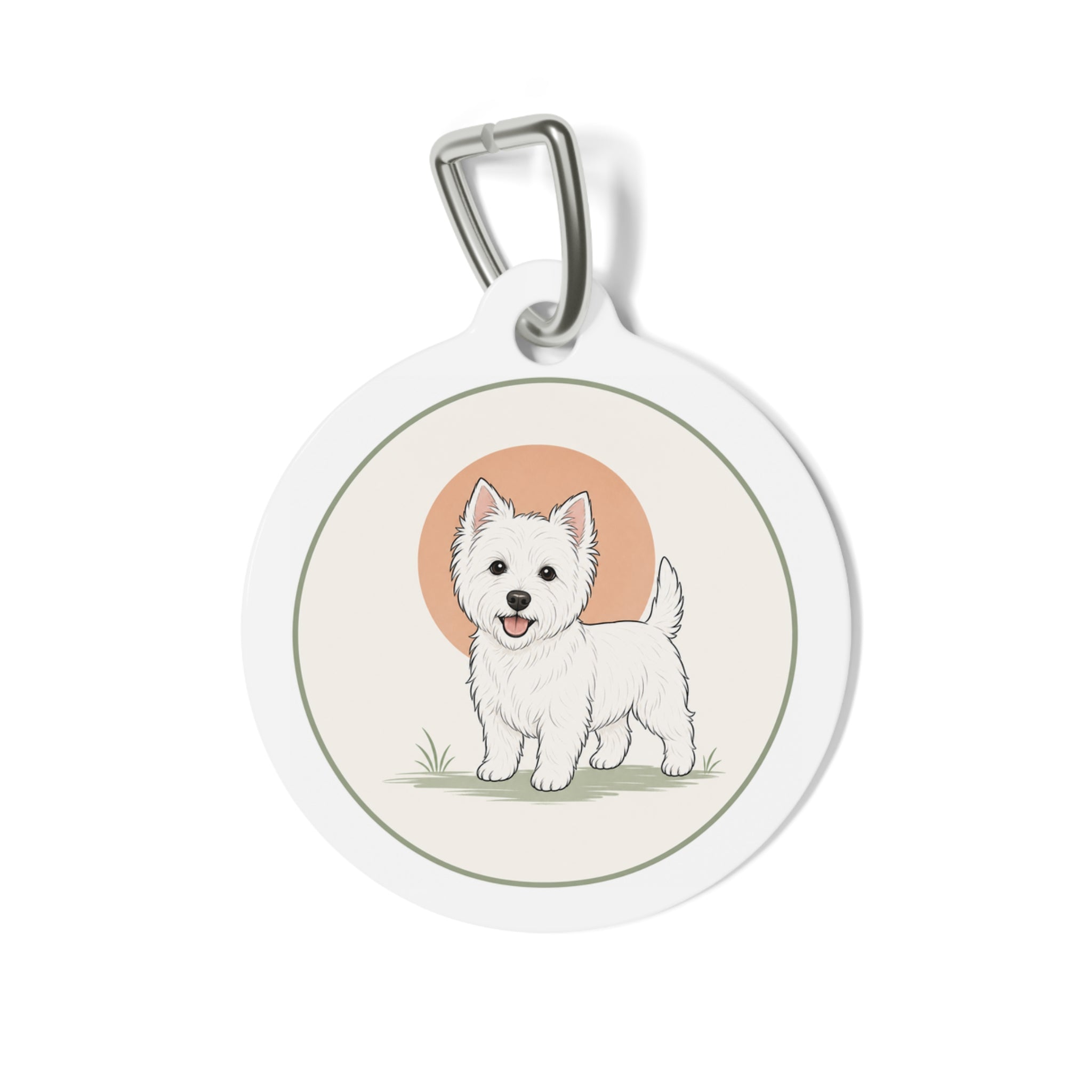 West Highland White Terrier Minimal Storybook Personalized Dog ID Tag