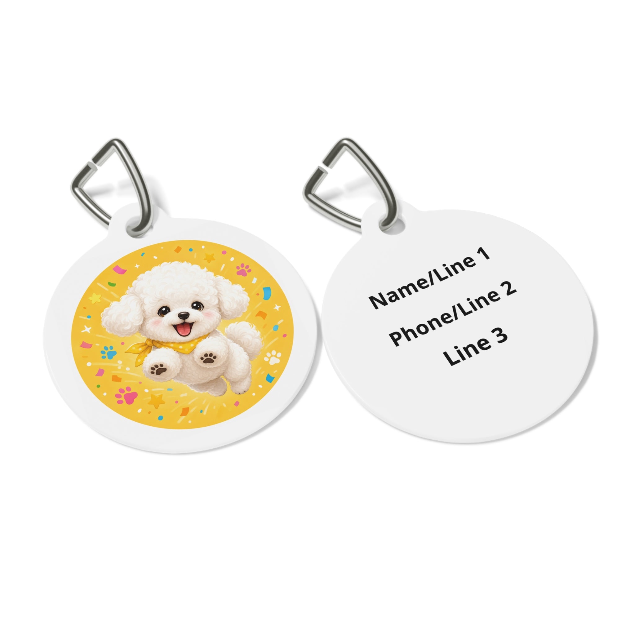 Bichon Frise Joyful Cute Portrait Personalized Dog ID Tag