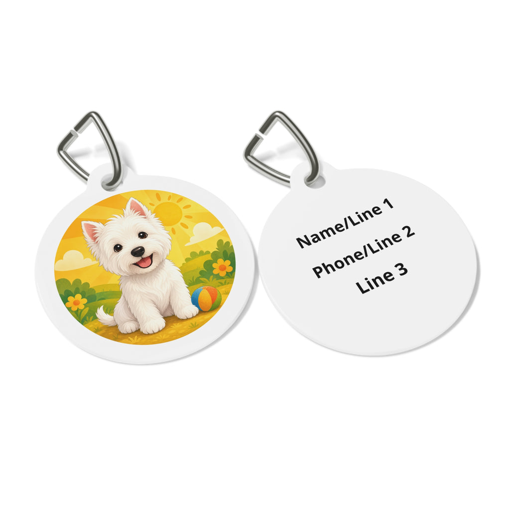 West Highland White Terrier Sunny Meadow Personalized Dog ID Tag