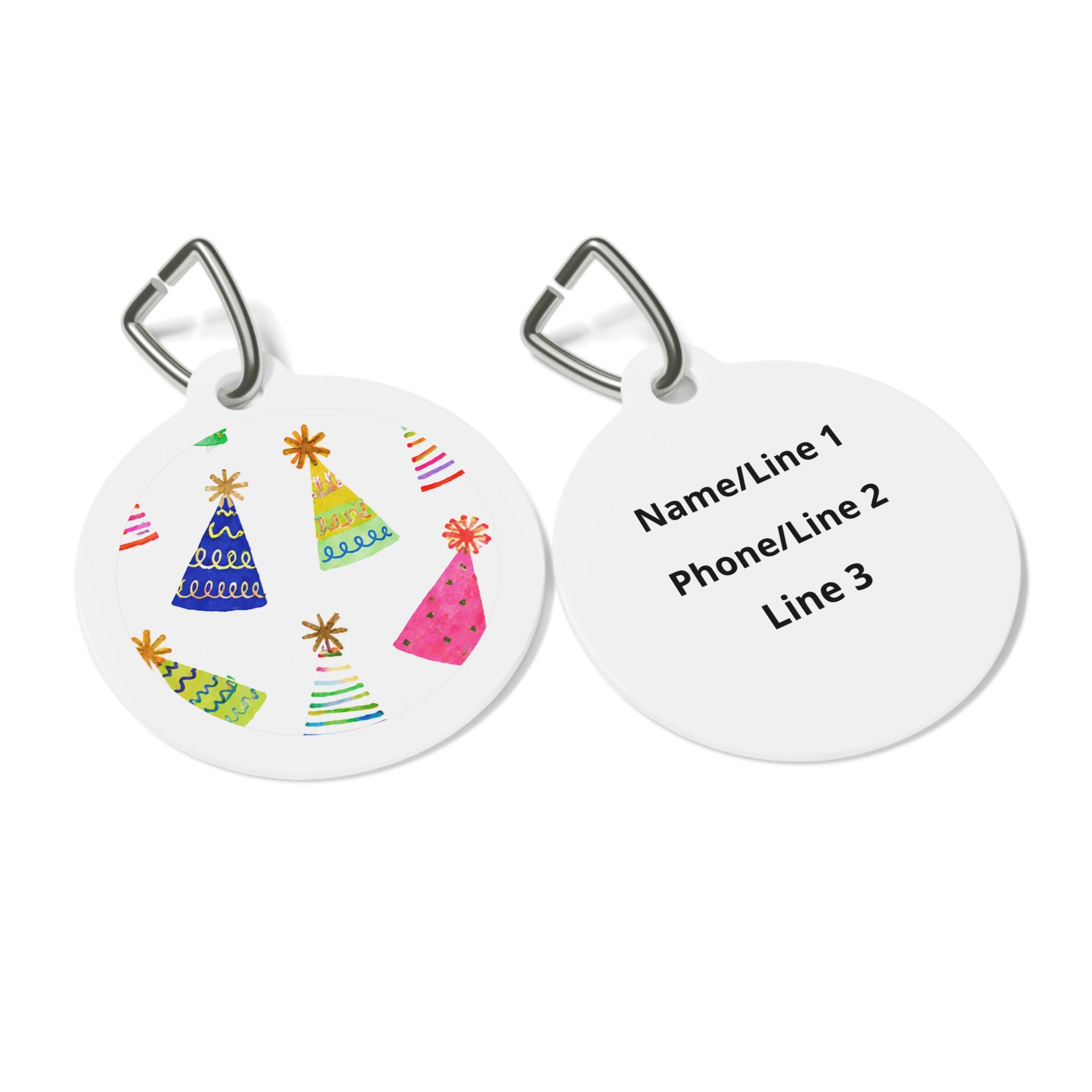 Rainbow Party Hat Parade Personalized Dog ID Tag