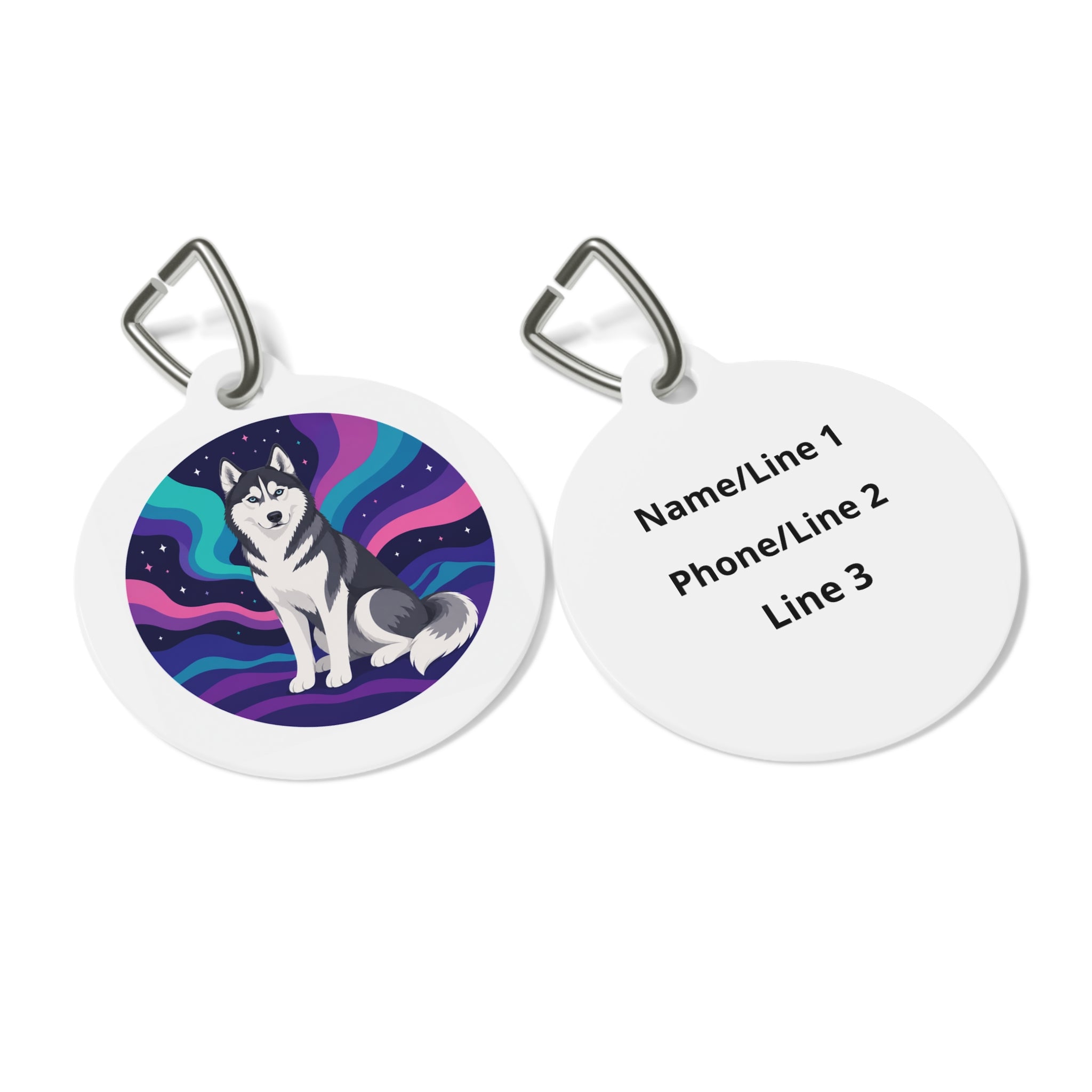 Siberian Husky Northern Lights Personalized Dog ID Tag