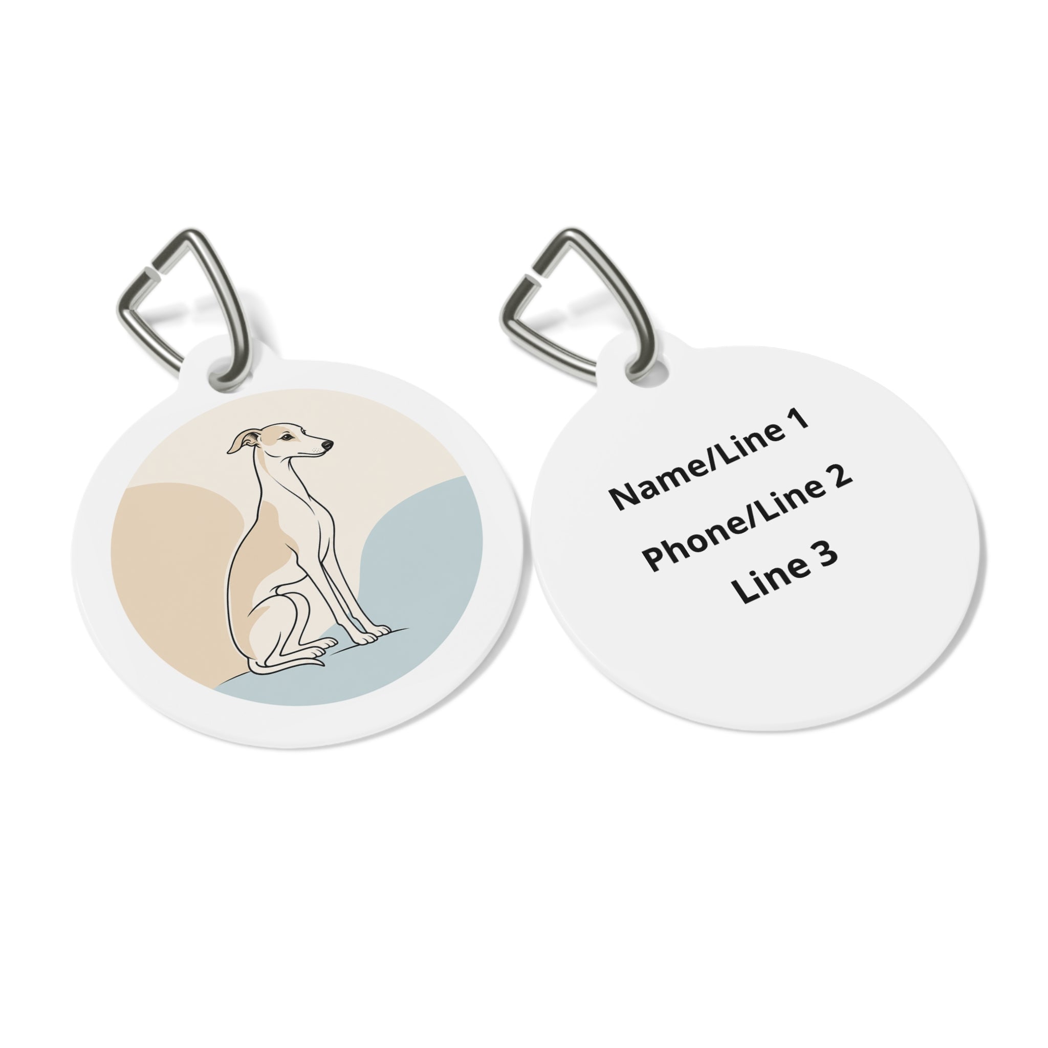 Whippet Minimal Seated Portrait Personalized Dog ID Tag