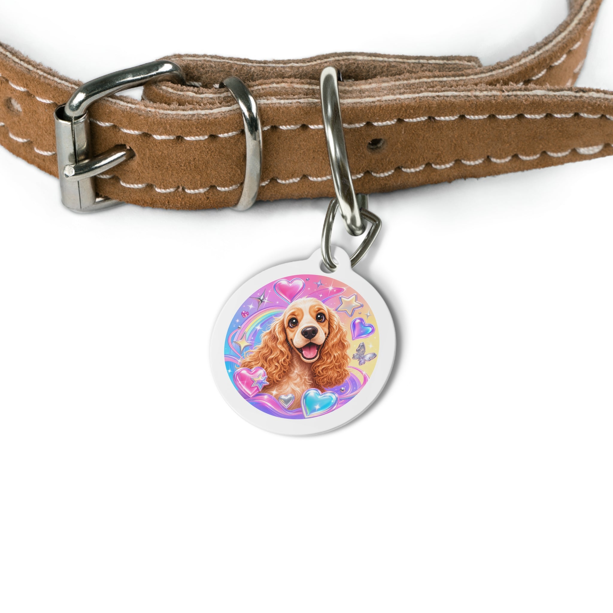 Cocker Spaniel Cosmic Heart Personalized Dog ID Tag