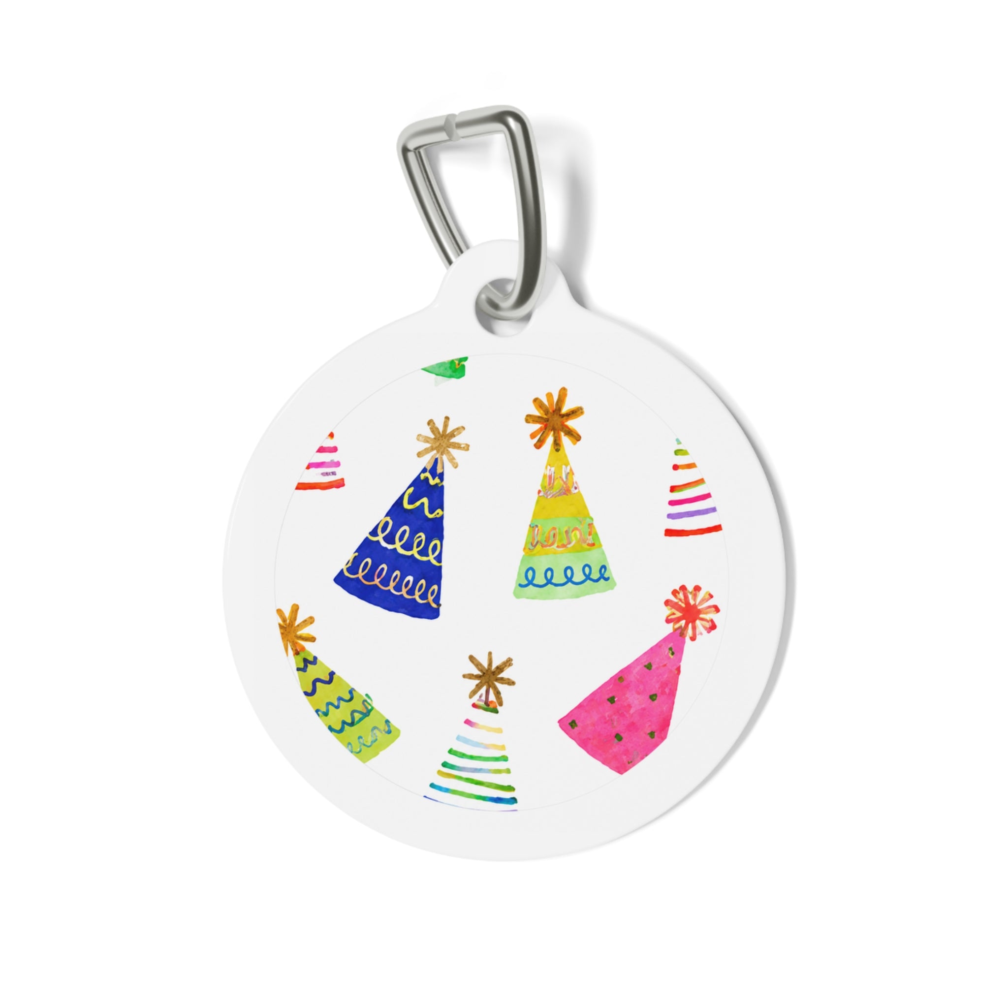 Rainbow Party Hat Parade Personalized Dog ID Tag