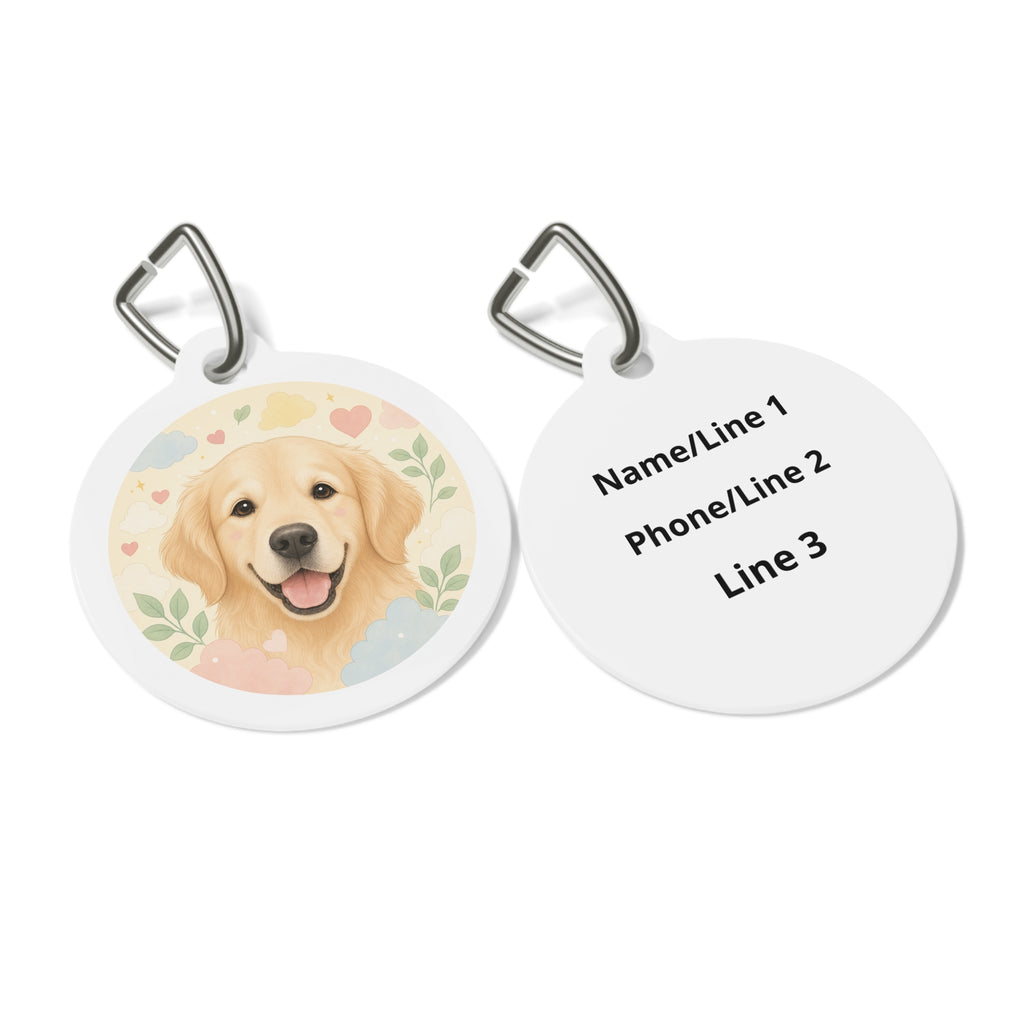 Golden Retriever Pastel Hearts Personalized Dog ID Tag