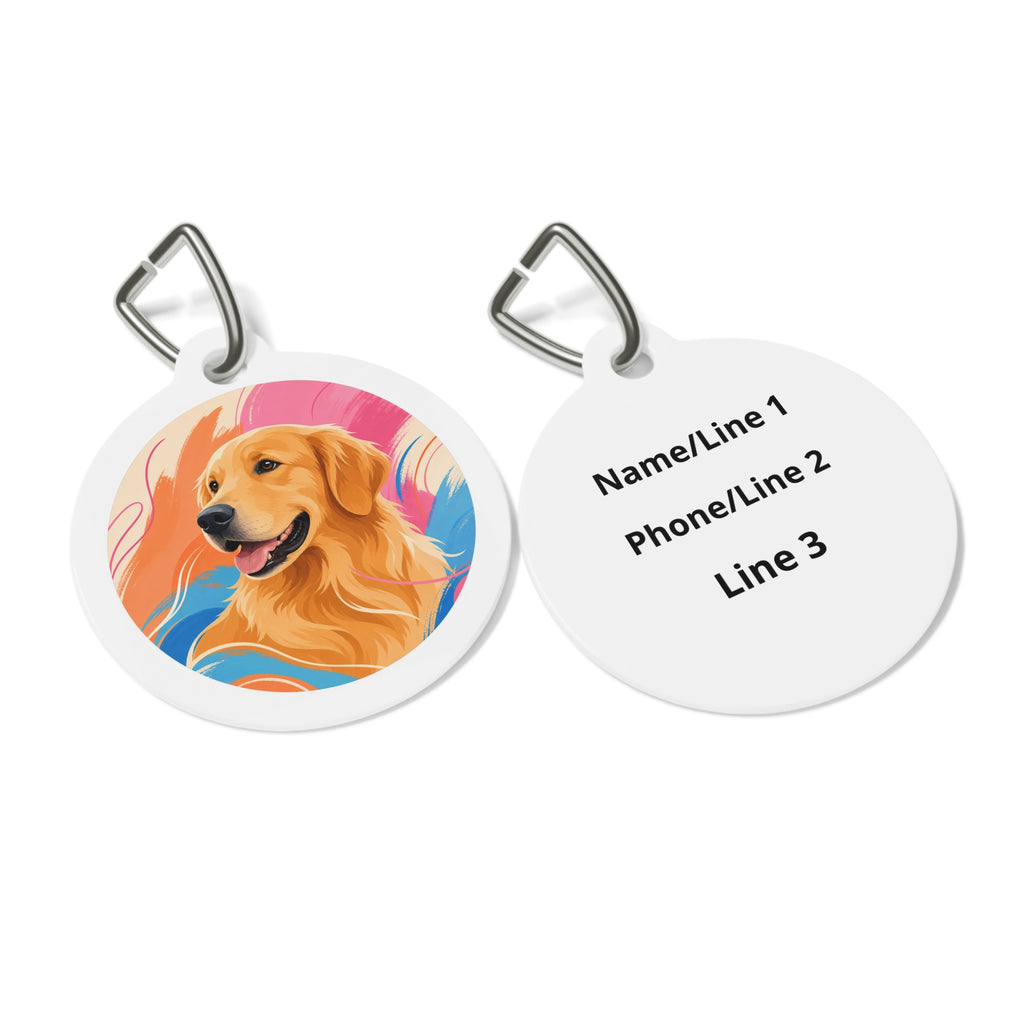 Placa de identificación personalizada para perro "Cepillo Tropical Golden Retriever"