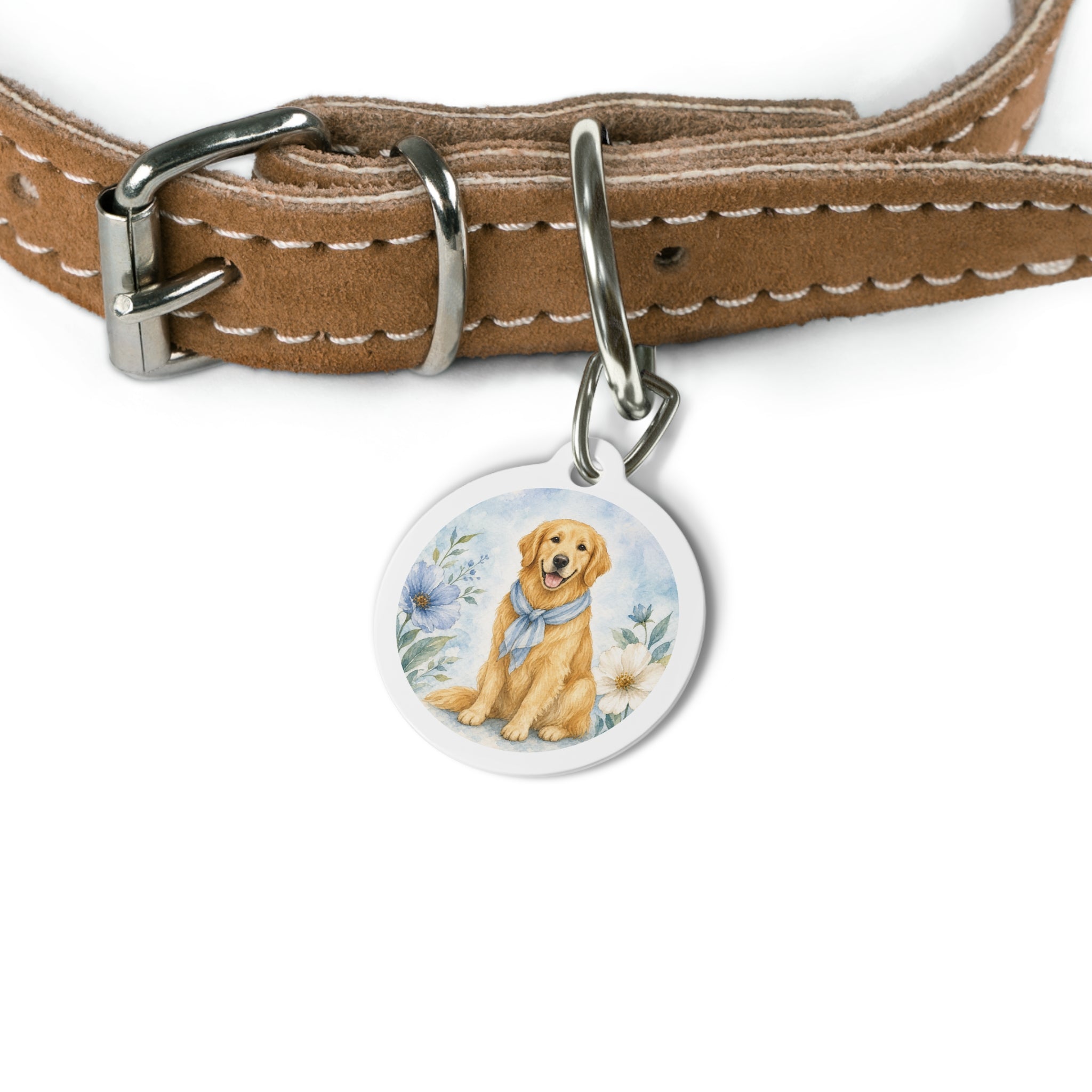 Chapa de identificación personalizada para perro Golden Retriever Blue Meadow